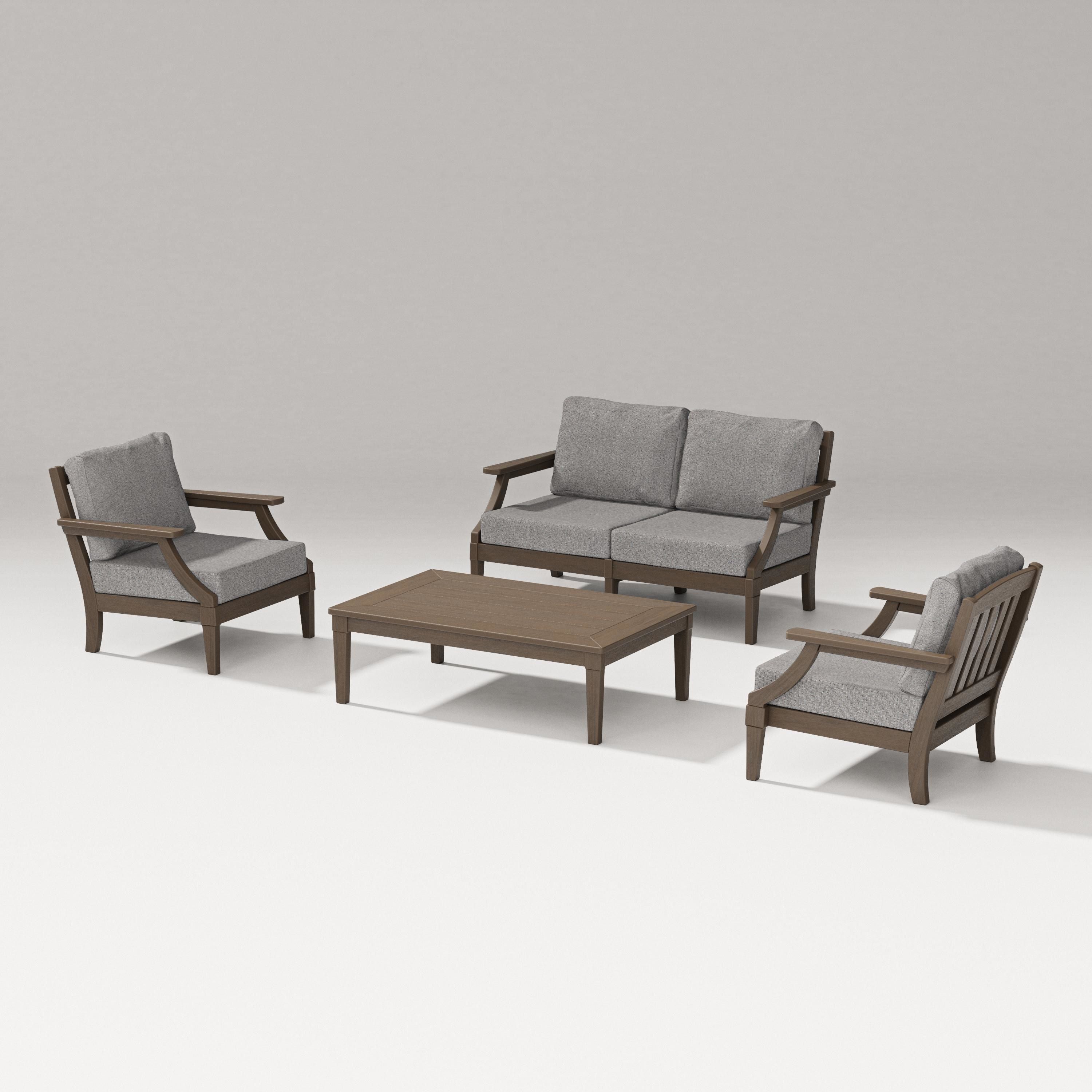 PW Designer Series Estate Lounge 4-Piece Loveseat Set in Kona / Grey Mist