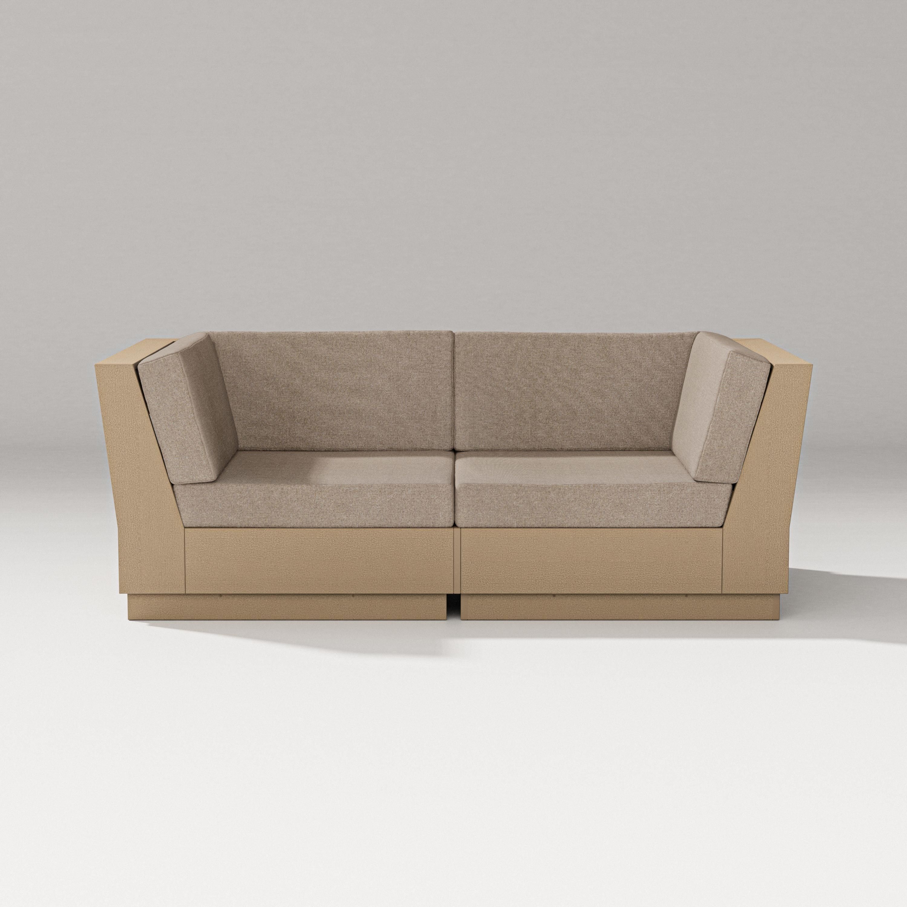 PW Designer Series Elevate Loveseat Sectional in Vintage Sahara / Spiced Burlap