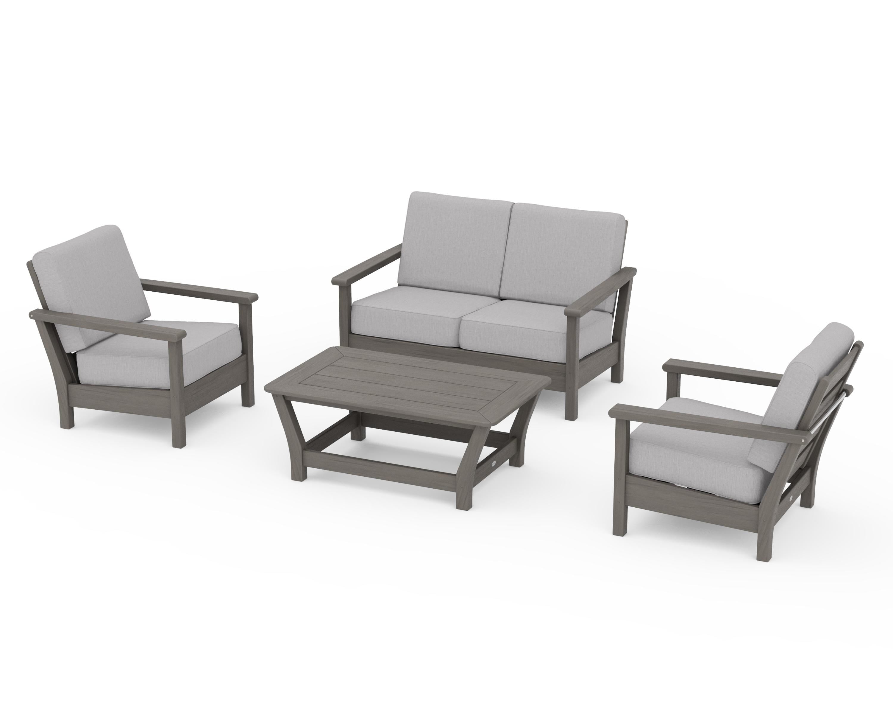 POLYWOOD Harbour 4-Piece Deep Seating Set in Driftwood / Granite