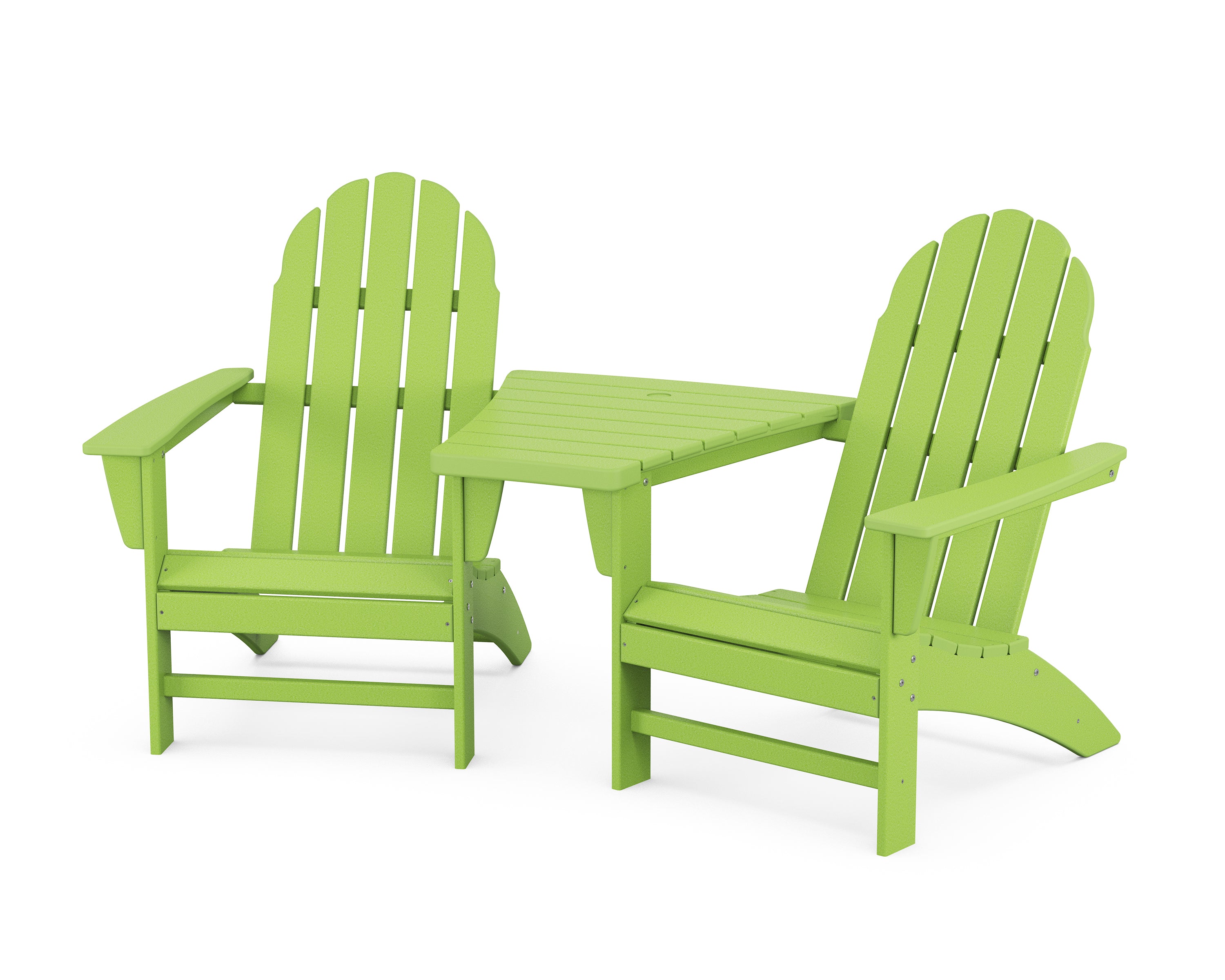 POLYWOOD® Vineyard 3-Piece Adirondack Set with Angled Connecting Table in Lime
