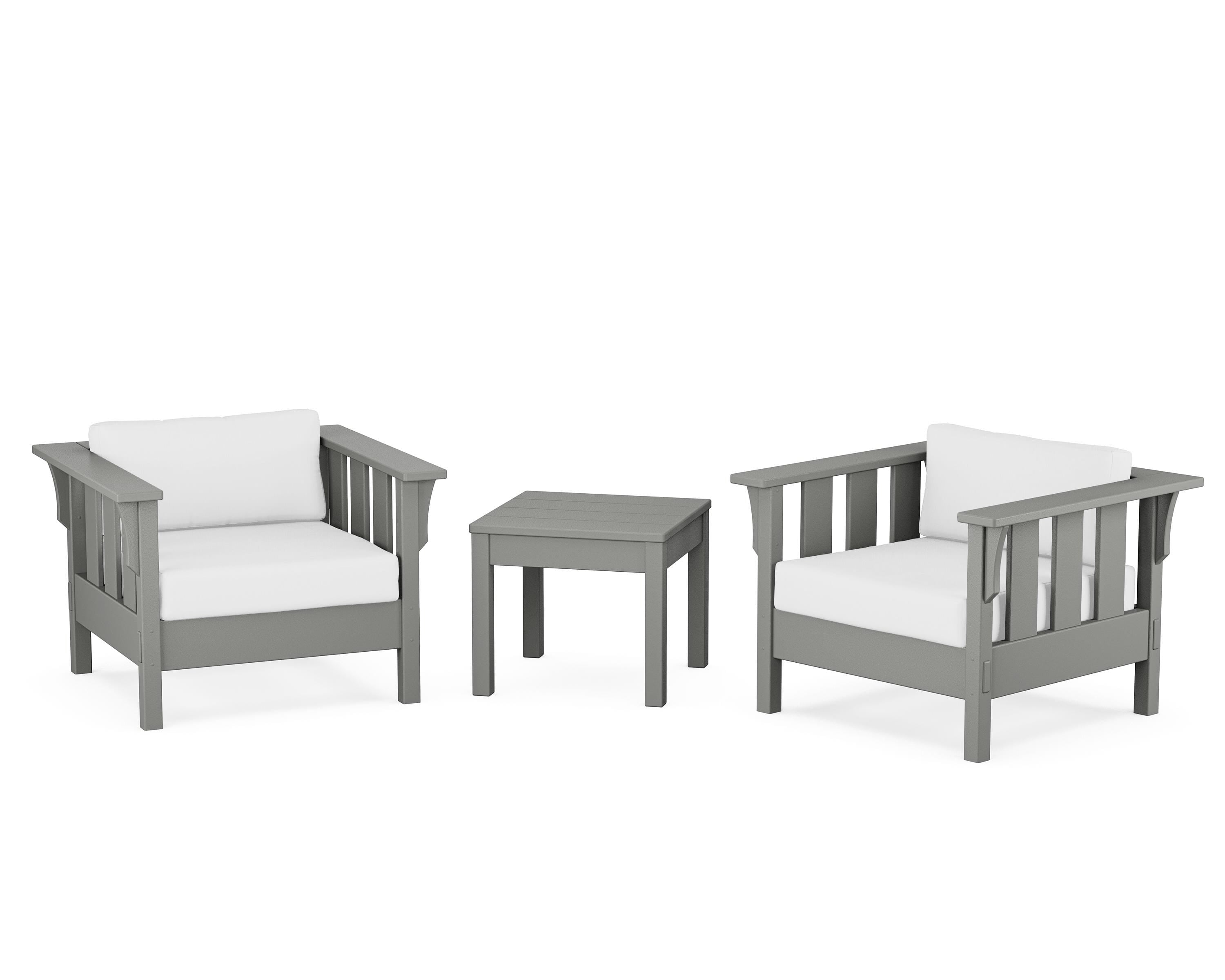 Martha Stewart by POLYWOOD Acadia 3-Piece Deep Seating Set in Slate Grey / Natural