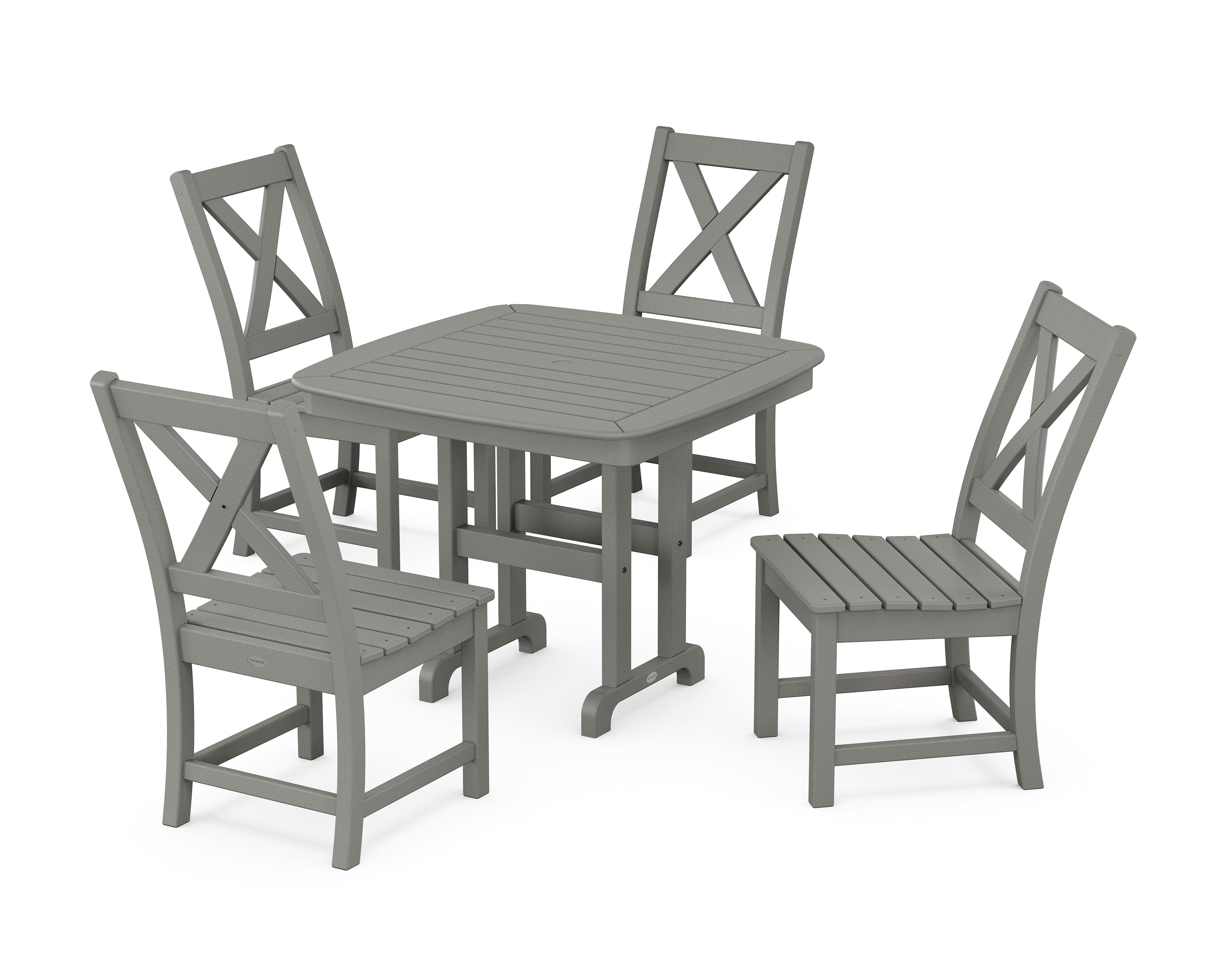 POLYWOOD® Braxton Side Chair 5-Piece Dining Set in Slate Grey