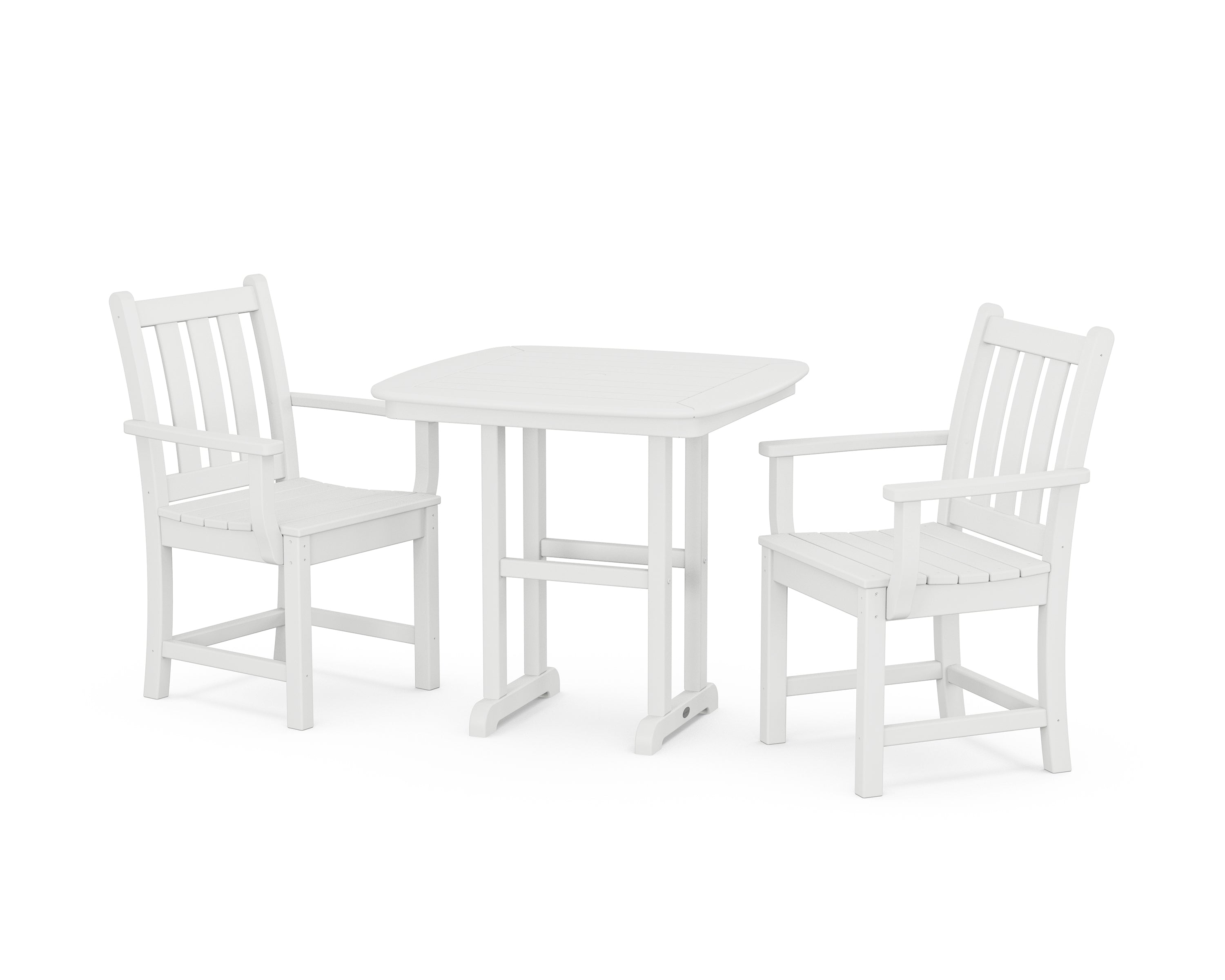 POLYWOOD® Traditional Garden 3-Piece Dining Set in White