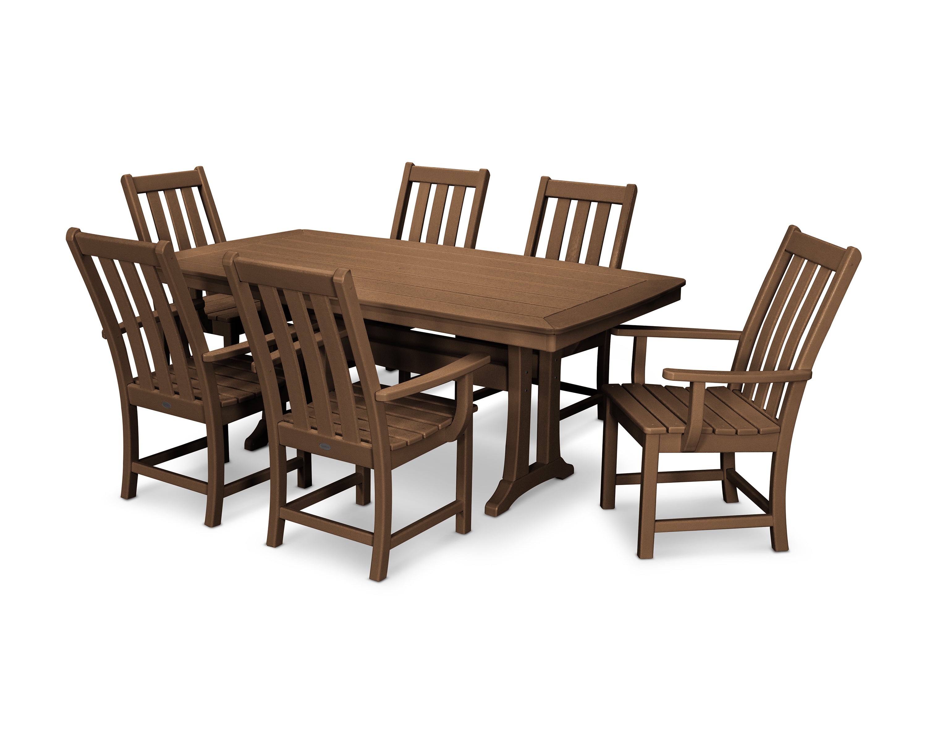 POLYWOOD Vineyard 7-Piece Arm Chair Dining Set in Teak