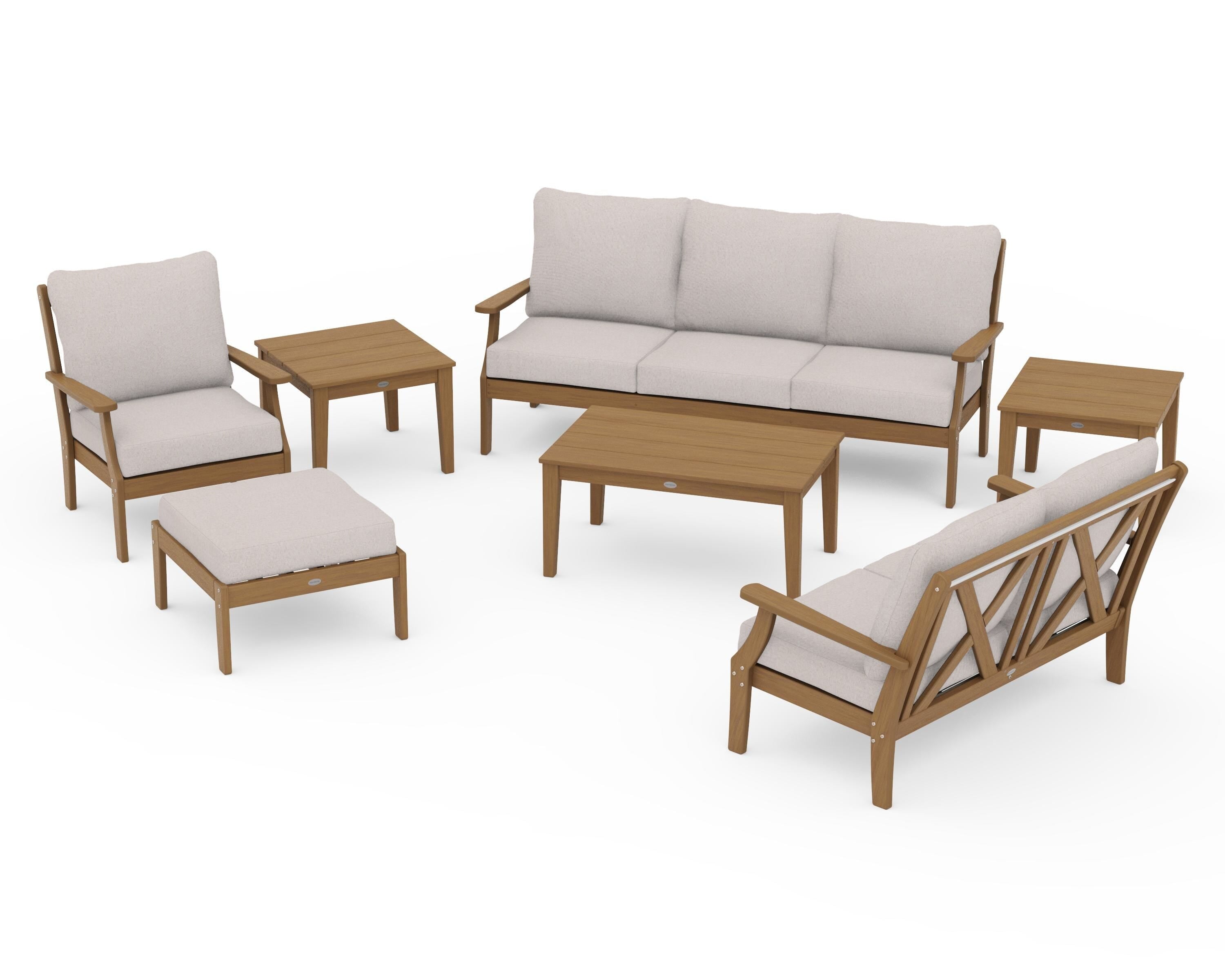 POLYWOOD Braxton 7-Piece Deep Seating Set in Natural / Dune Burlap