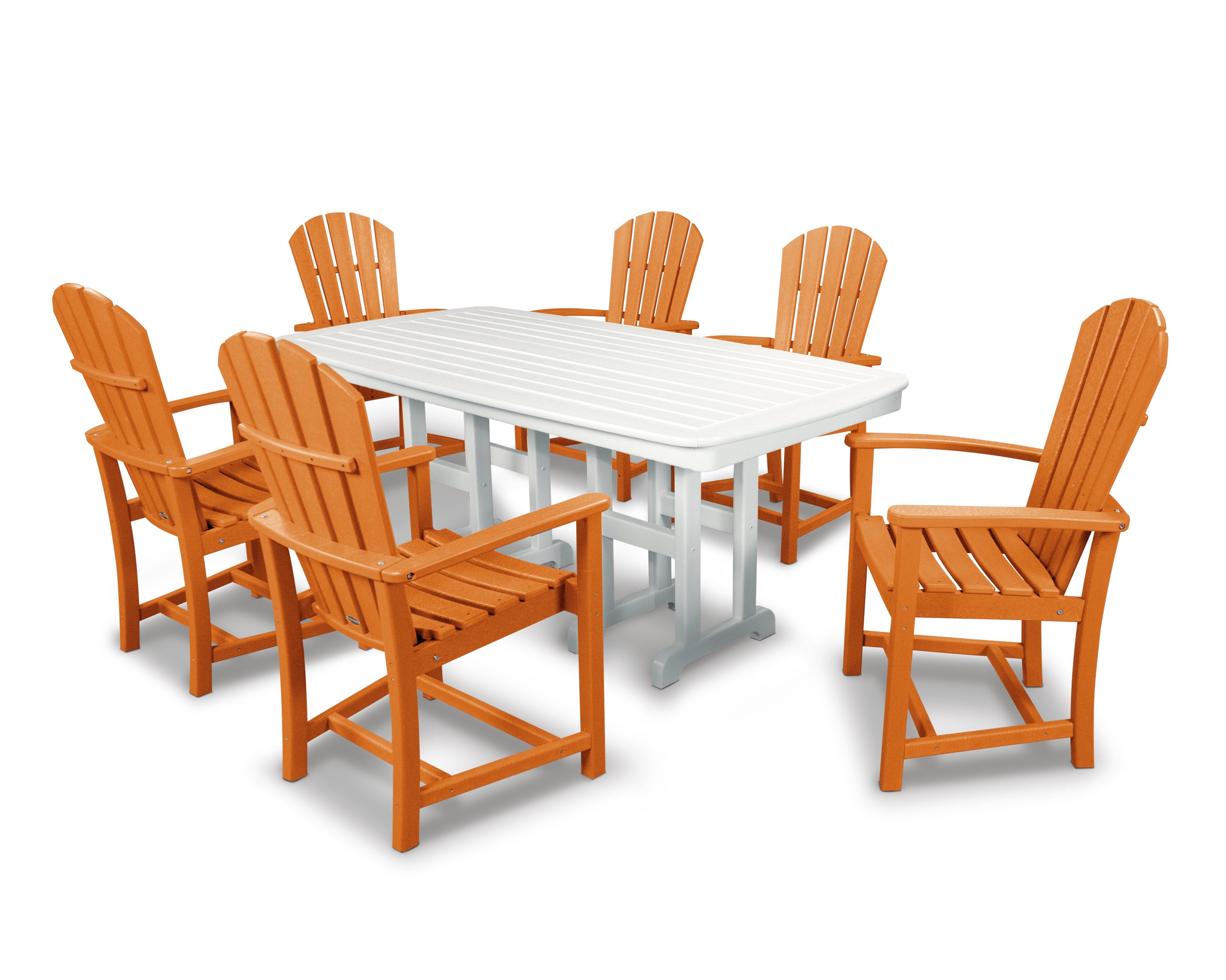 POLYWOOD® Palm Coast 7-Piece Dining Set in Tangerine / White