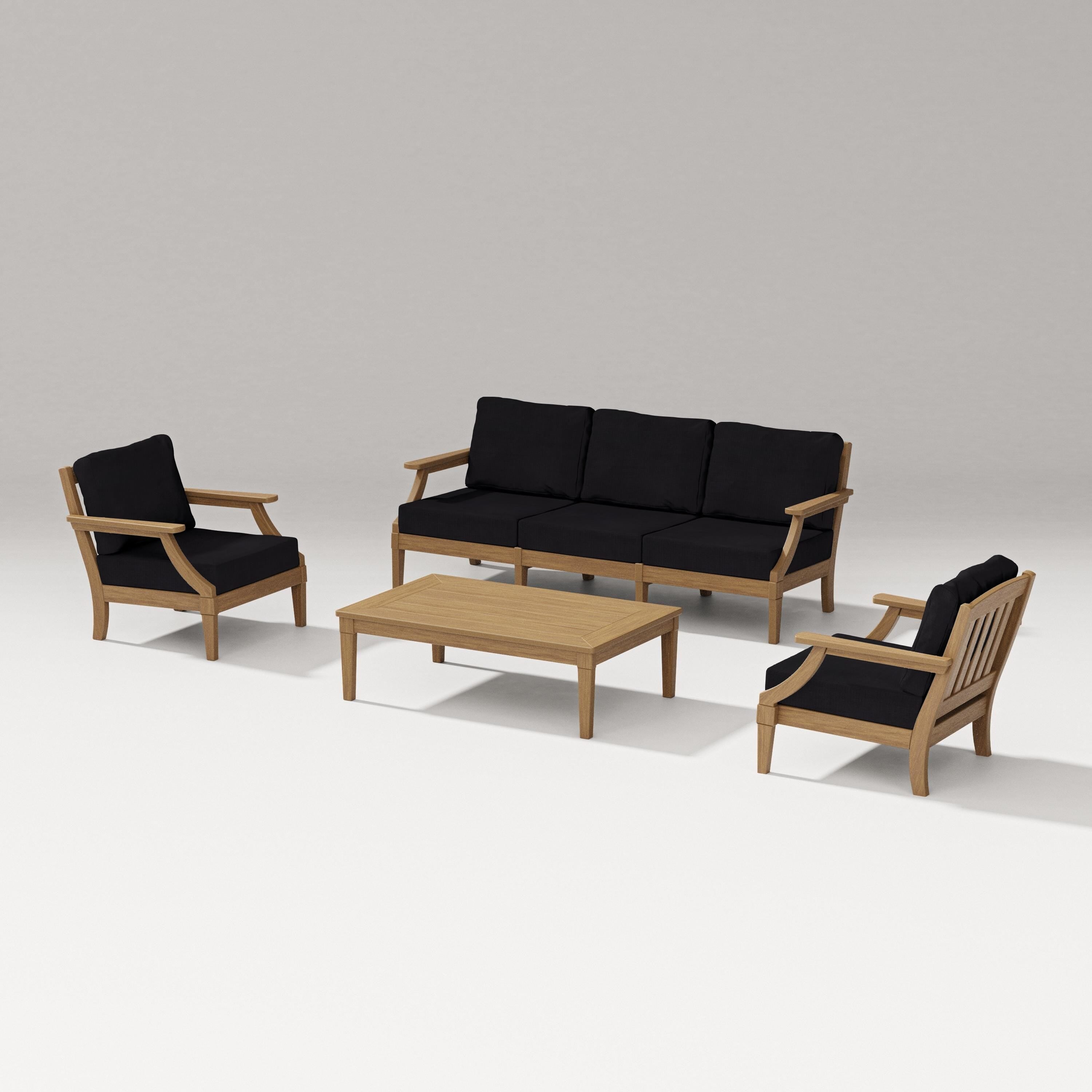 PW Designer Series Estate 4-Piece Lounge Sofa Set in Natural / Midnight Linen