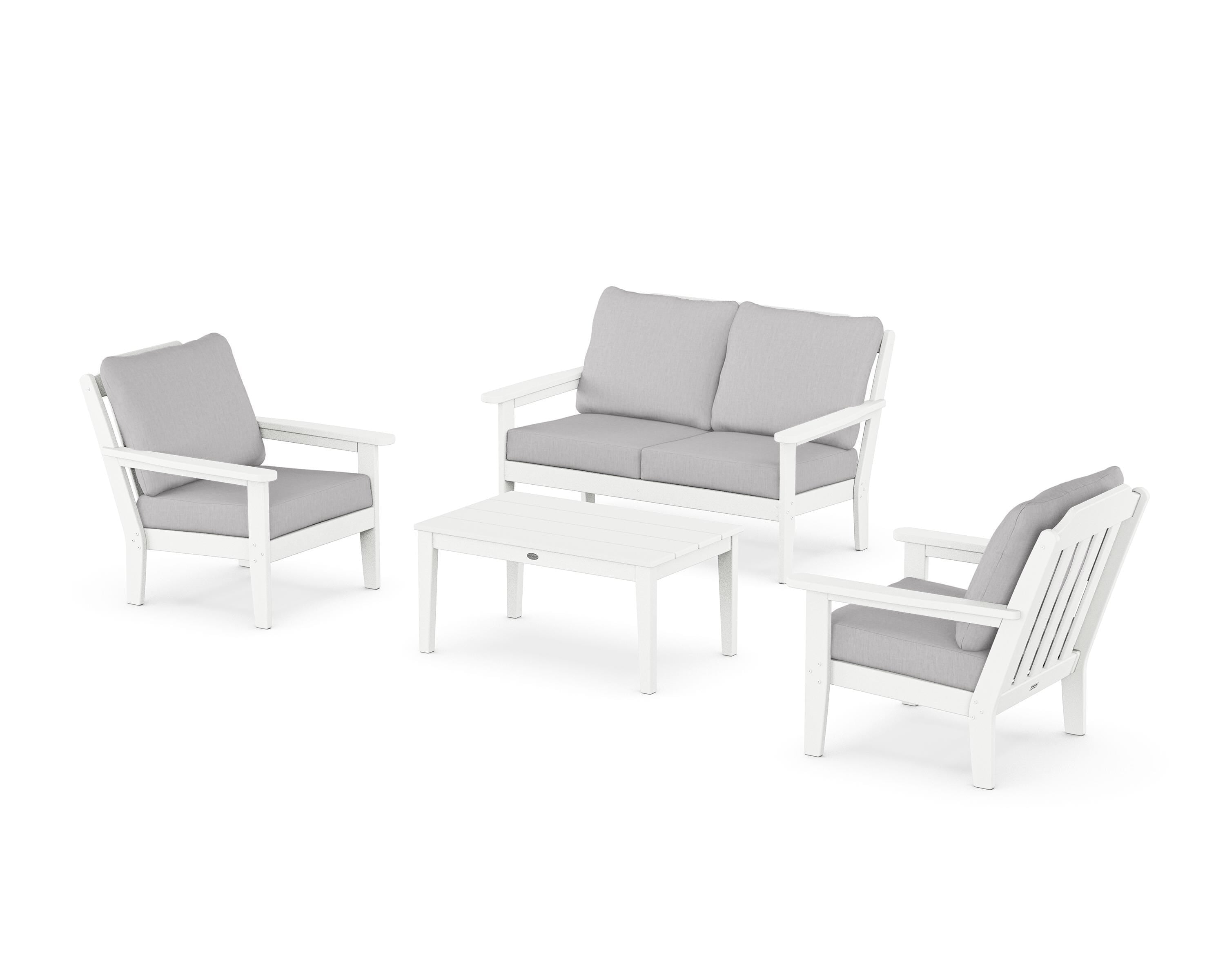 Country Living Cottage 4-Piece Deep Seating Set with Loveseat in White / Granite