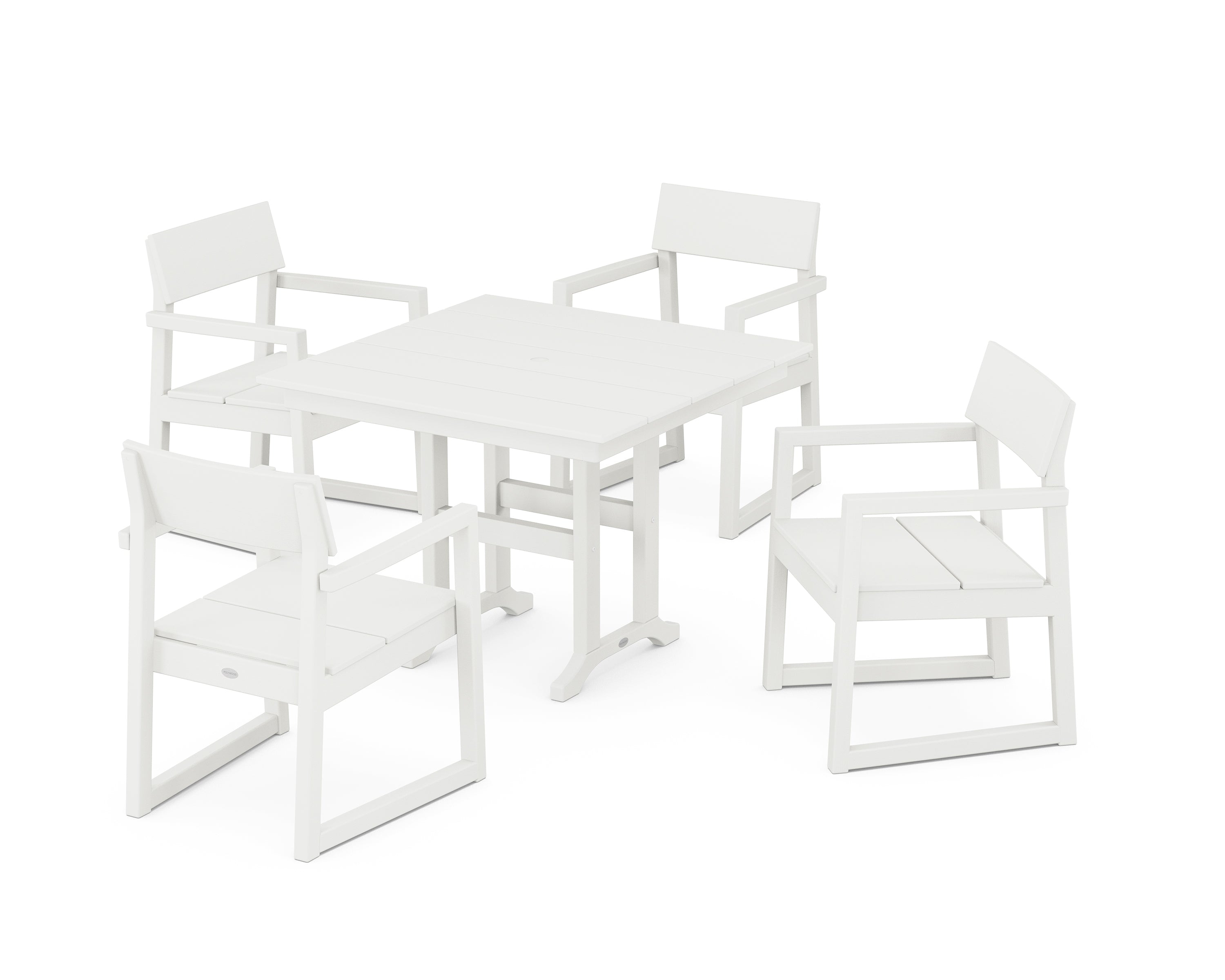 POLYWOOD® EDGE 5-Piece Farmhouse Dining Set in Vintage White