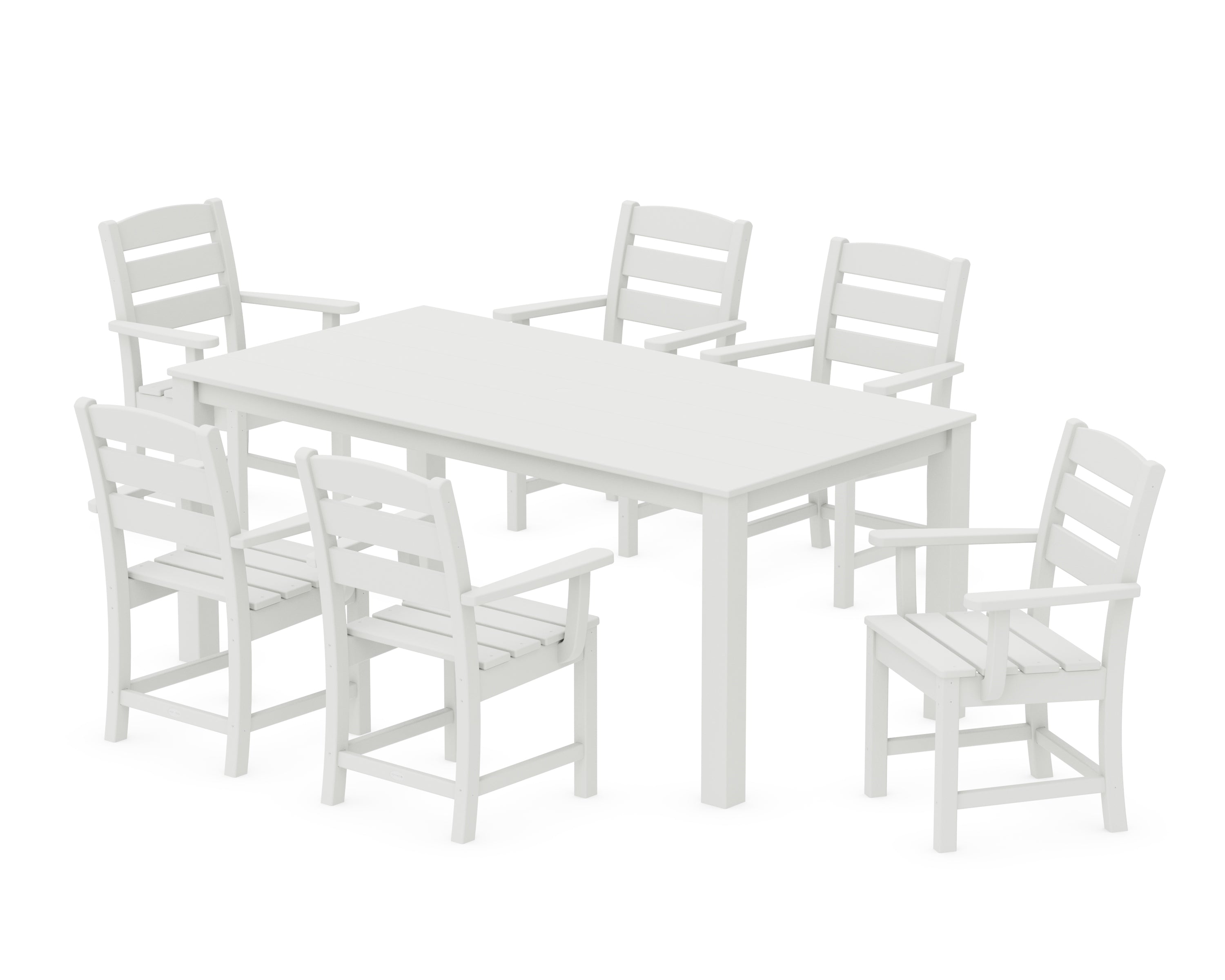 POLYWOOD Lakeside Arm Chair 7-Piece Parsons Dining Set in Vintage White