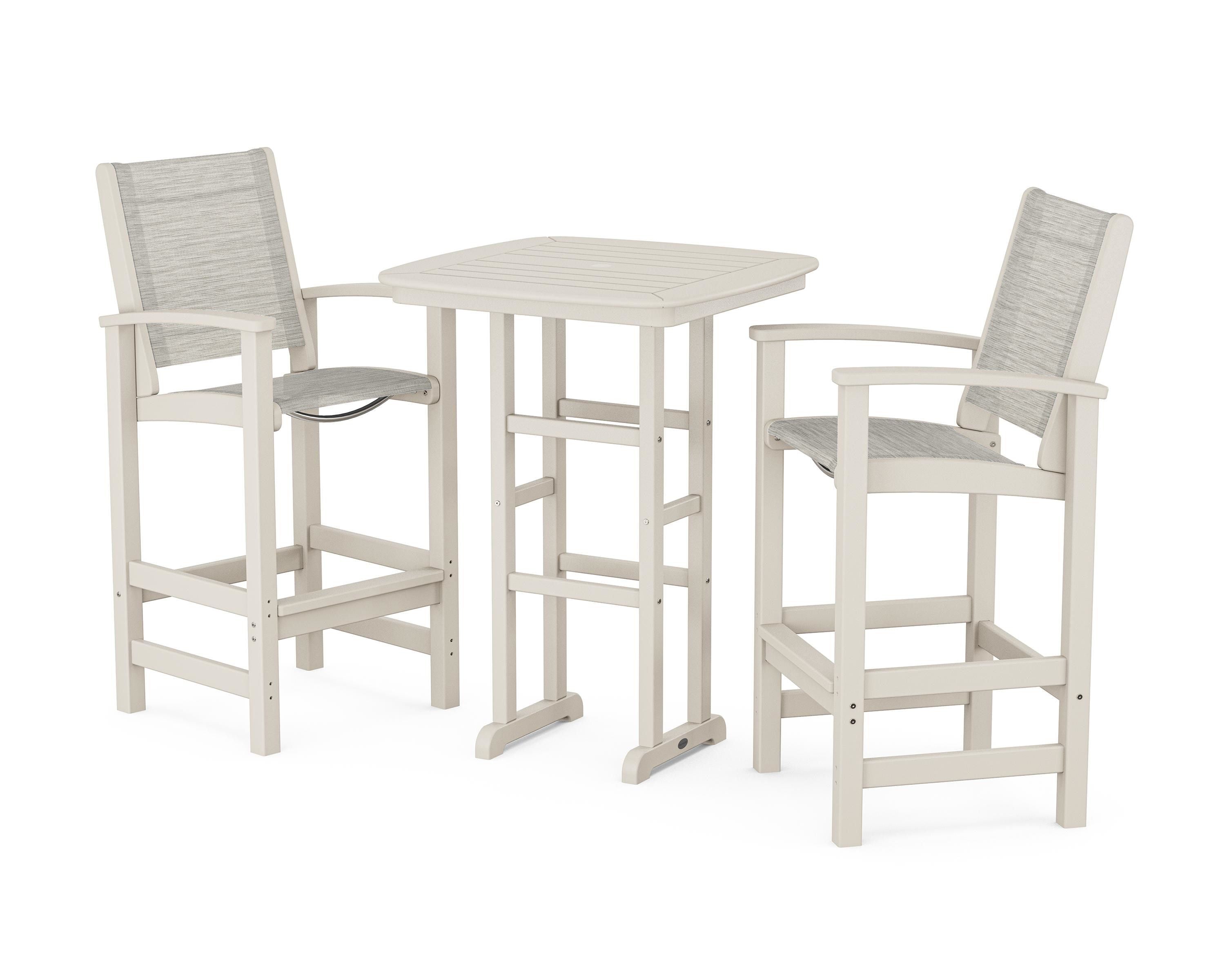 POLYWOOD Coastal 3-Piece Bar Set in Sand / Birch Sling