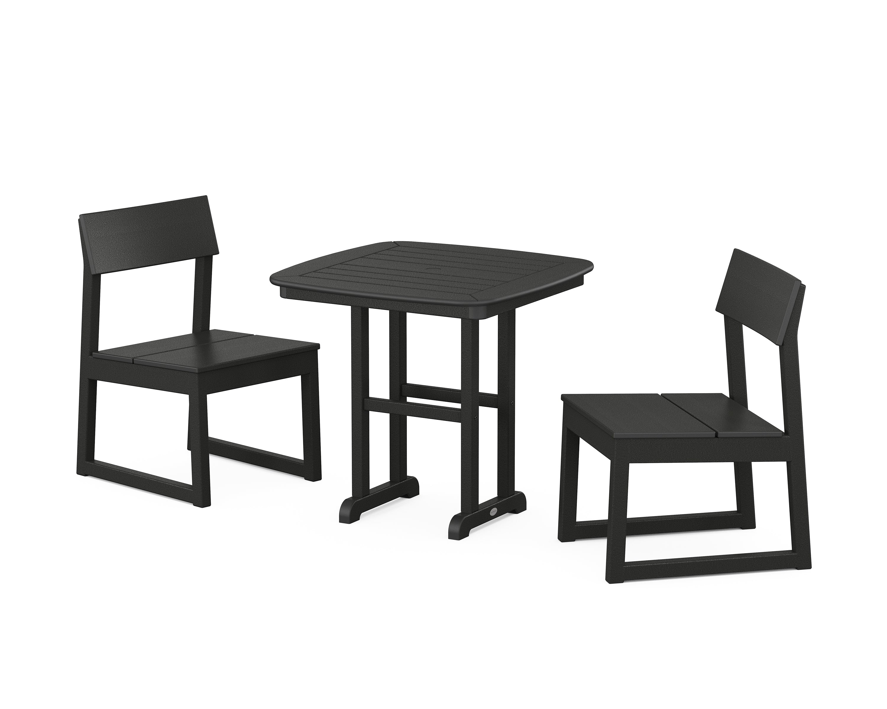 POLYWOOD® EDGE Side Chair 3-Piece Dining Set in Black