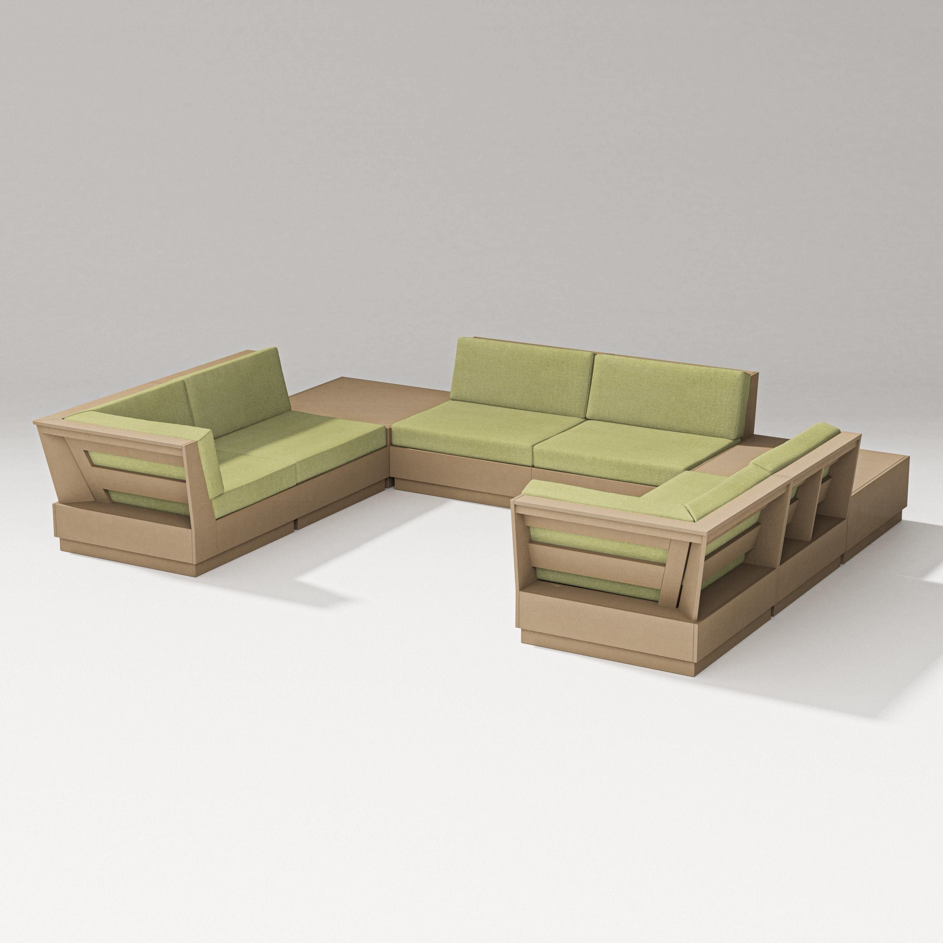 PW Designer Series Elevate 8-Piece U-Shaped Sectional in Vintage Sahara / Chartreuse Boucle