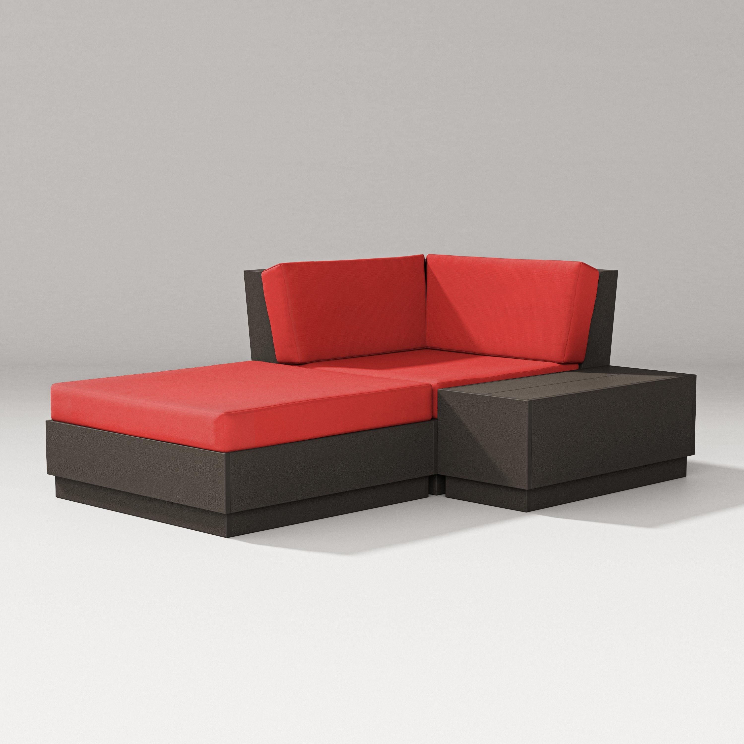 PW Designer Series Elevate Corner Chaise in Vintage Coffee / Crimson Linen