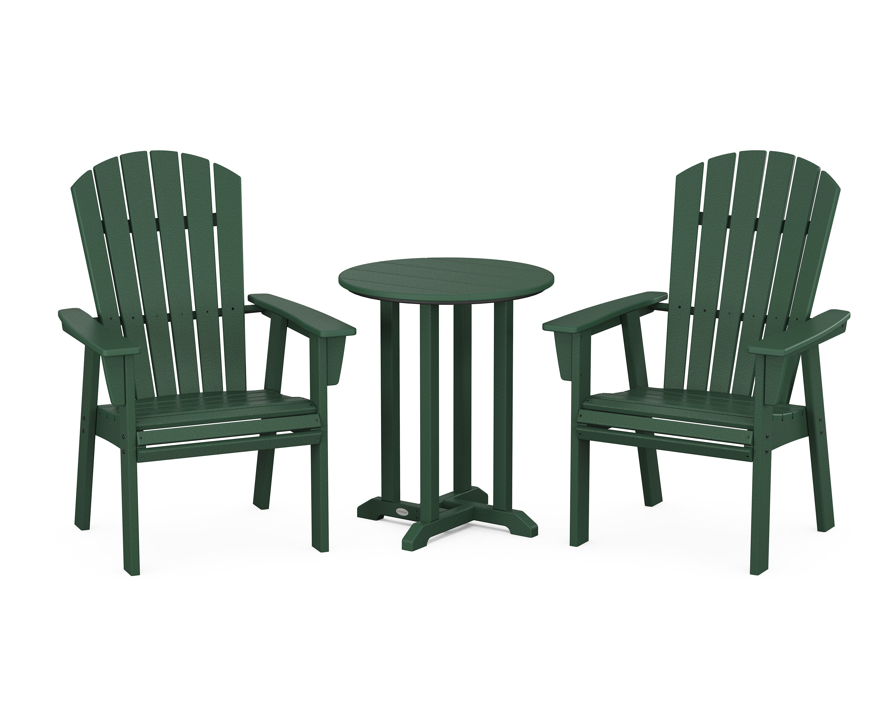 POLYWOOD Nautical Adirondack 3-Piece Round Bistro Dining Set in Green