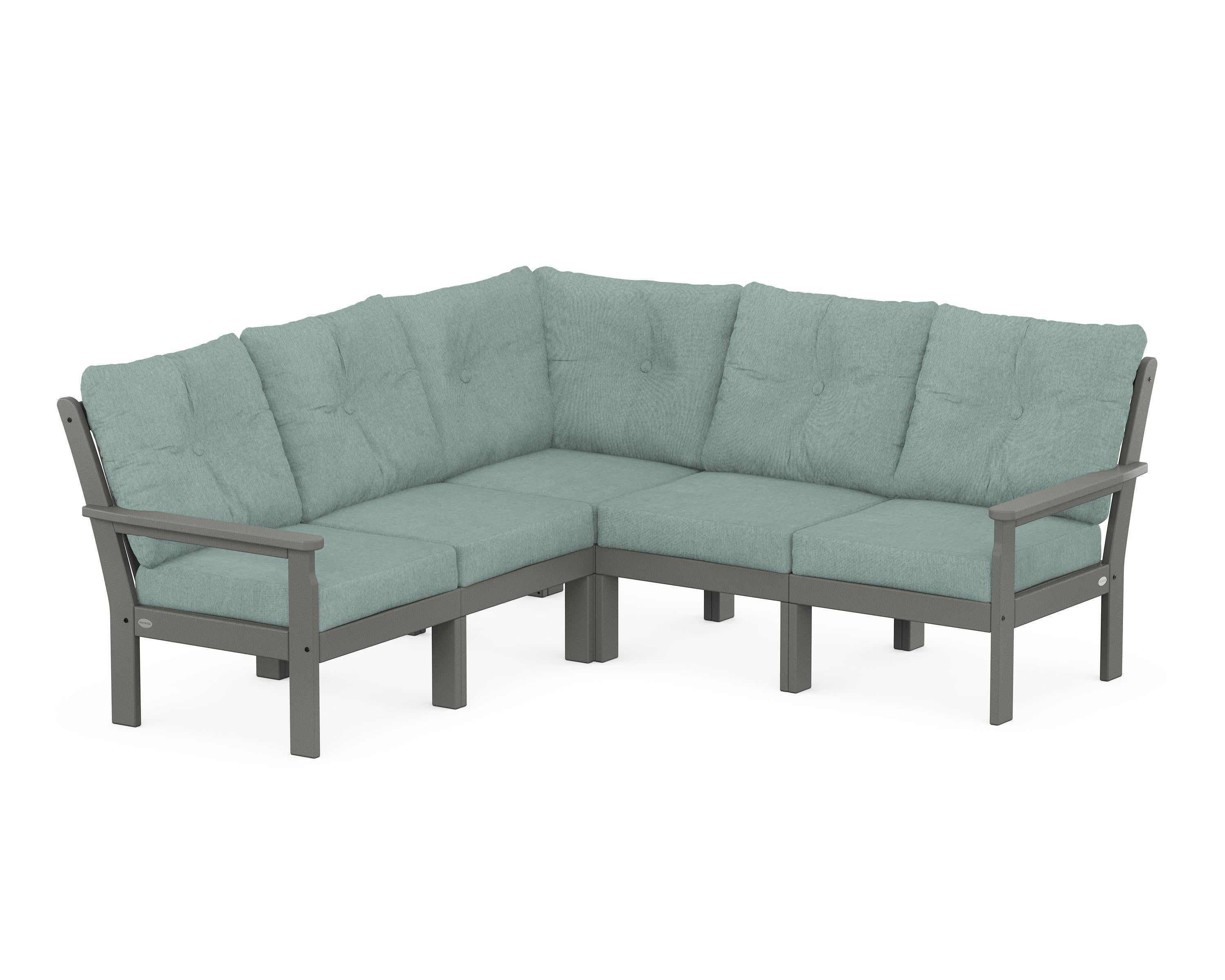 POLYWOOD Vineyard 5-Piece Sectional in Slate Grey / Glacier Spa