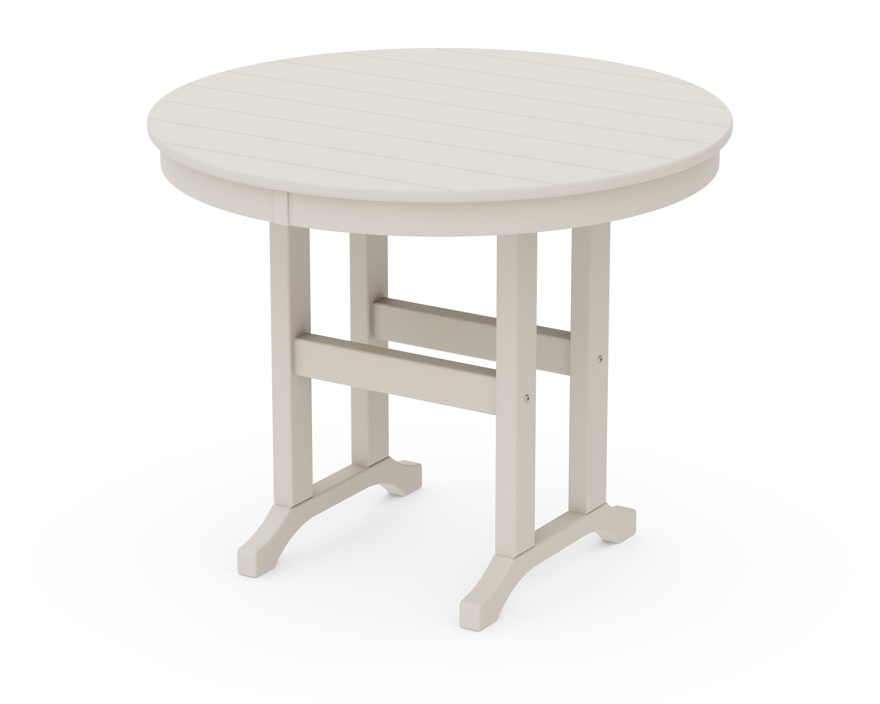 POLYWOOD 36" Round Farmhouse Dining Table in Sand