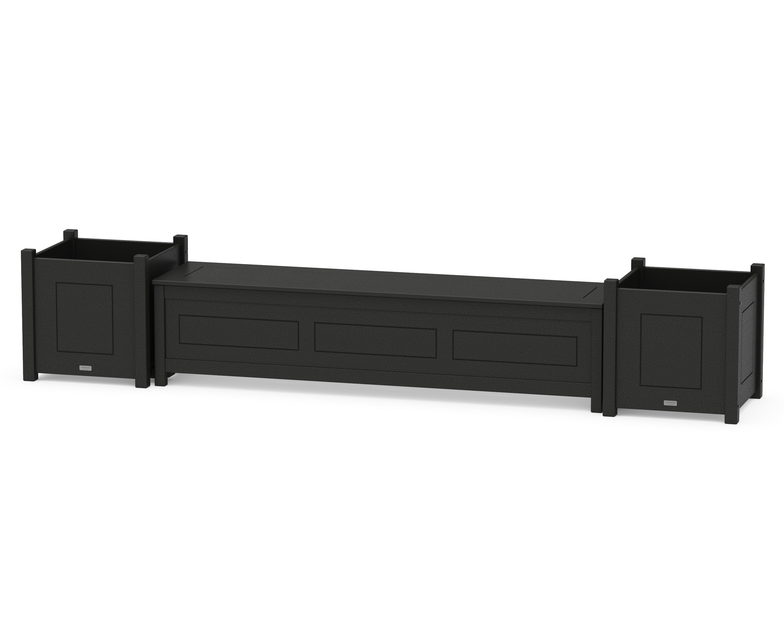 Country Living 72" Country Living Straight Planter Storage Bench Set- Large in Black