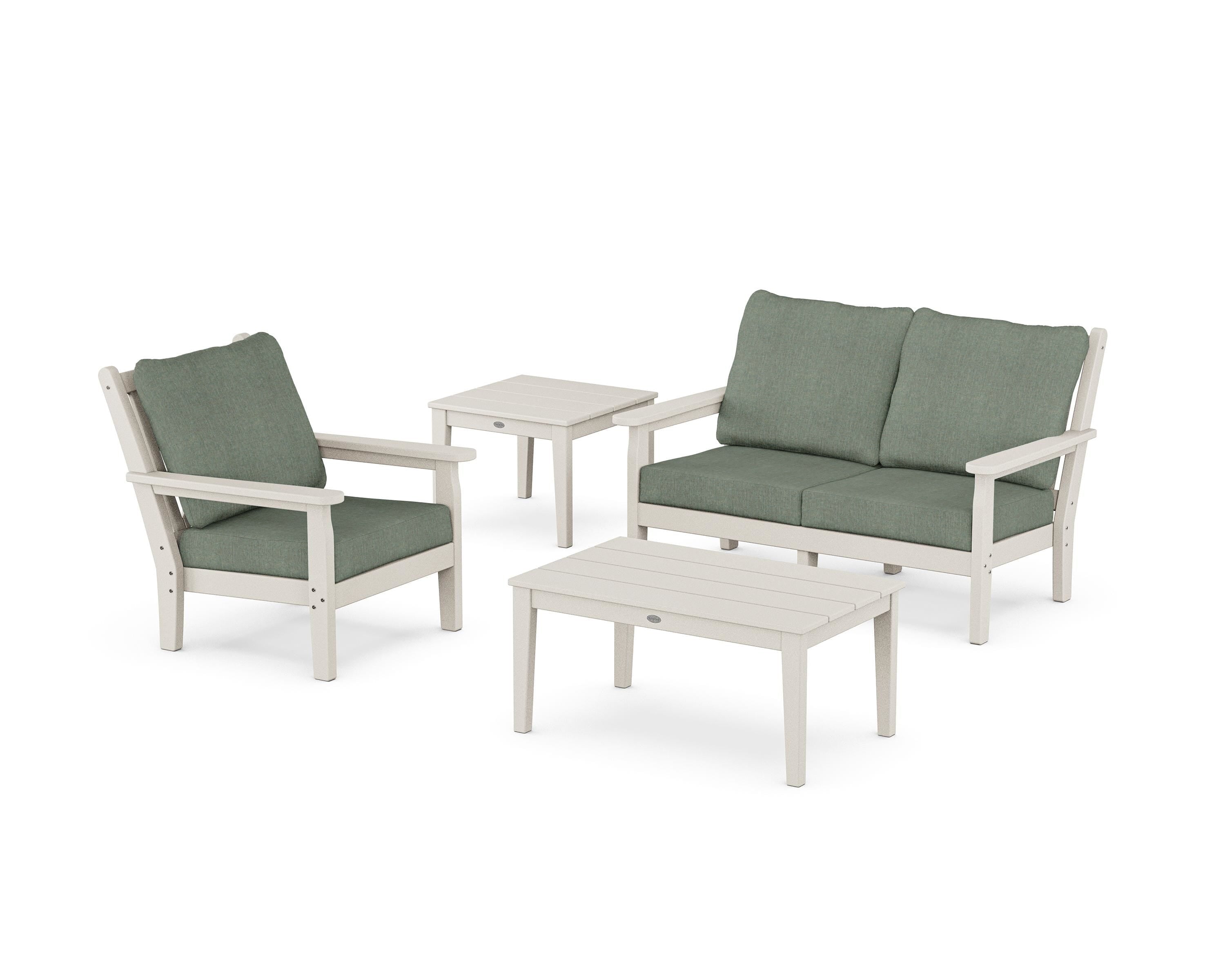 POLYWOOD Chippendale 4-Piece Deep Seating Set in Sand / Cast Sage