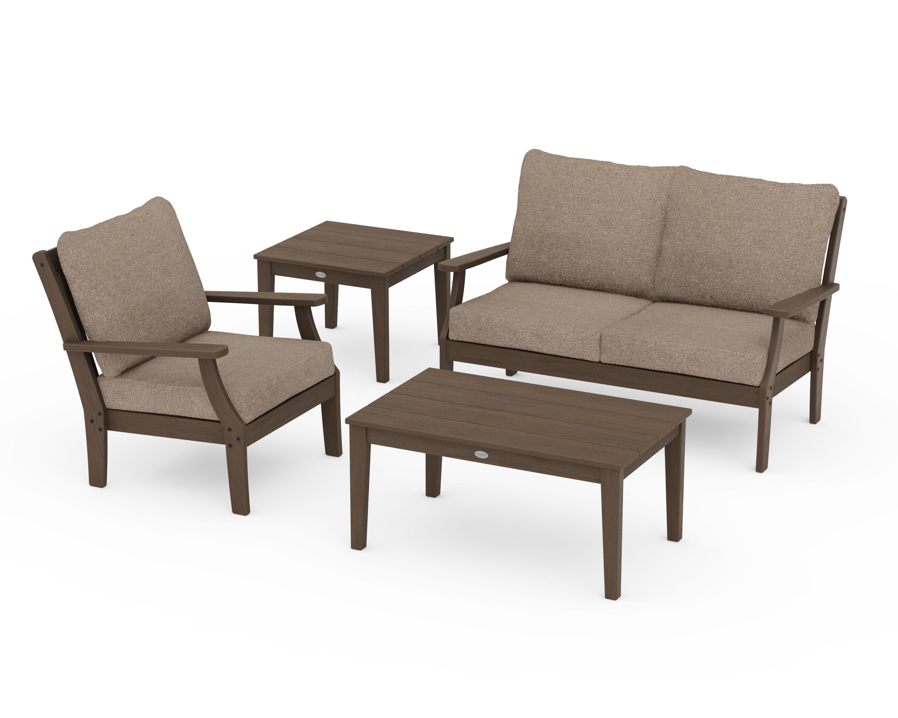 POLYWOOD Braxton 4-Piece Deep Seating Set in Kona / Spiced Burlap