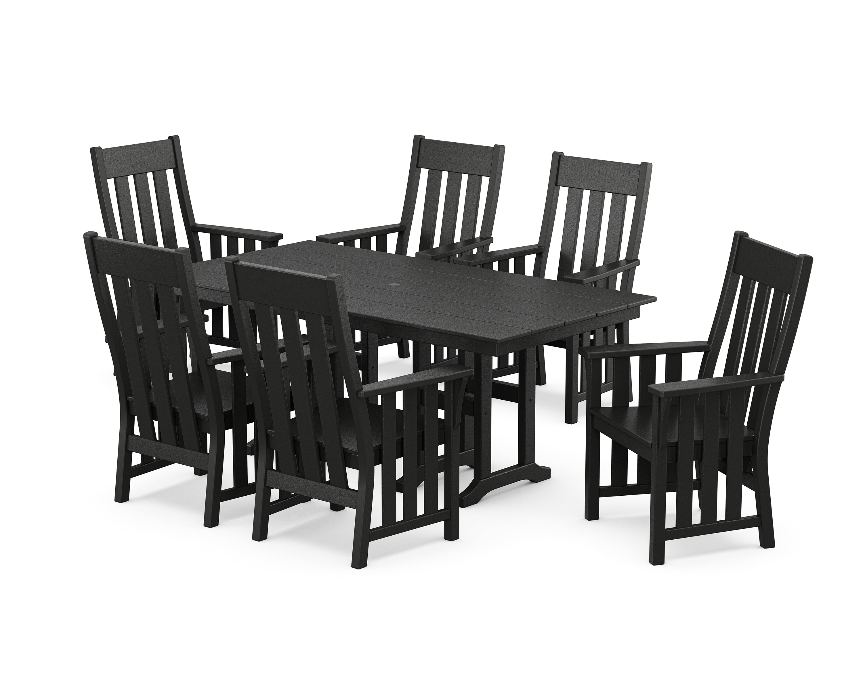 Martha Stewart by POLYWOOD® Acadia Arm Chair 7-Piece Farmhouse Dining Set in Black