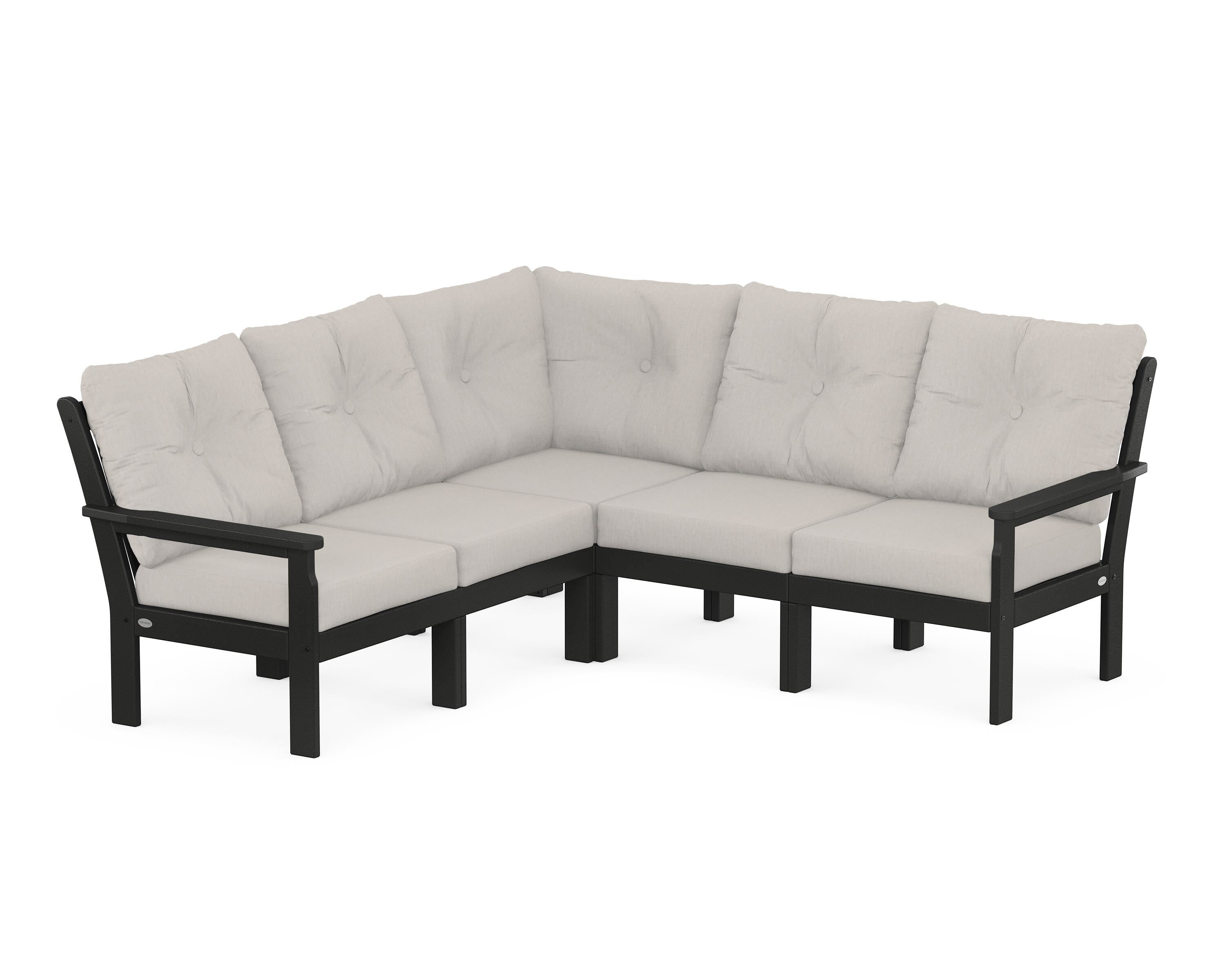 POLYWOOD Vineyard 5-Piece Sectional in Black / Cast Ash