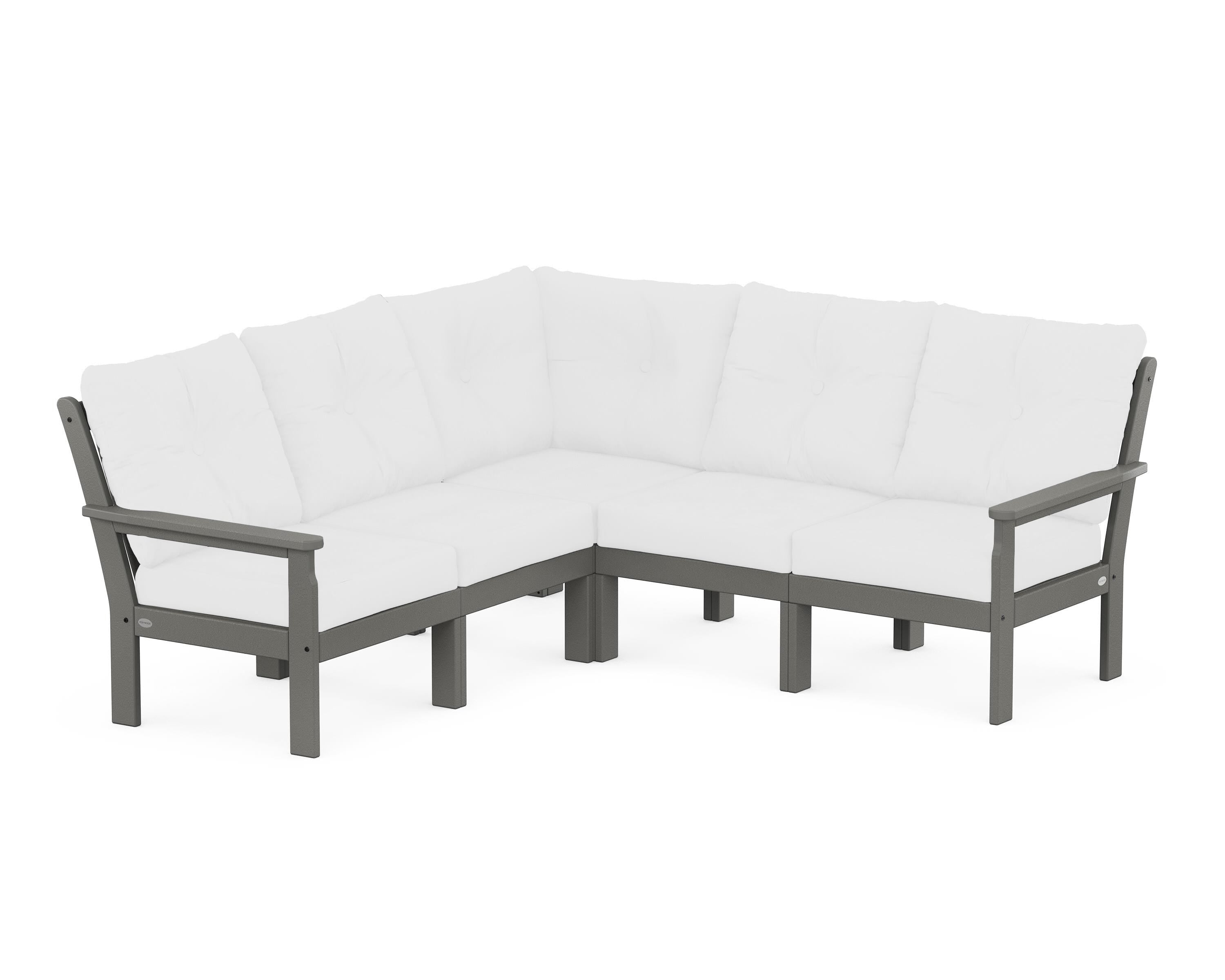POLYWOOD Vineyard 5-Piece Sectional in Slate Grey / Natural