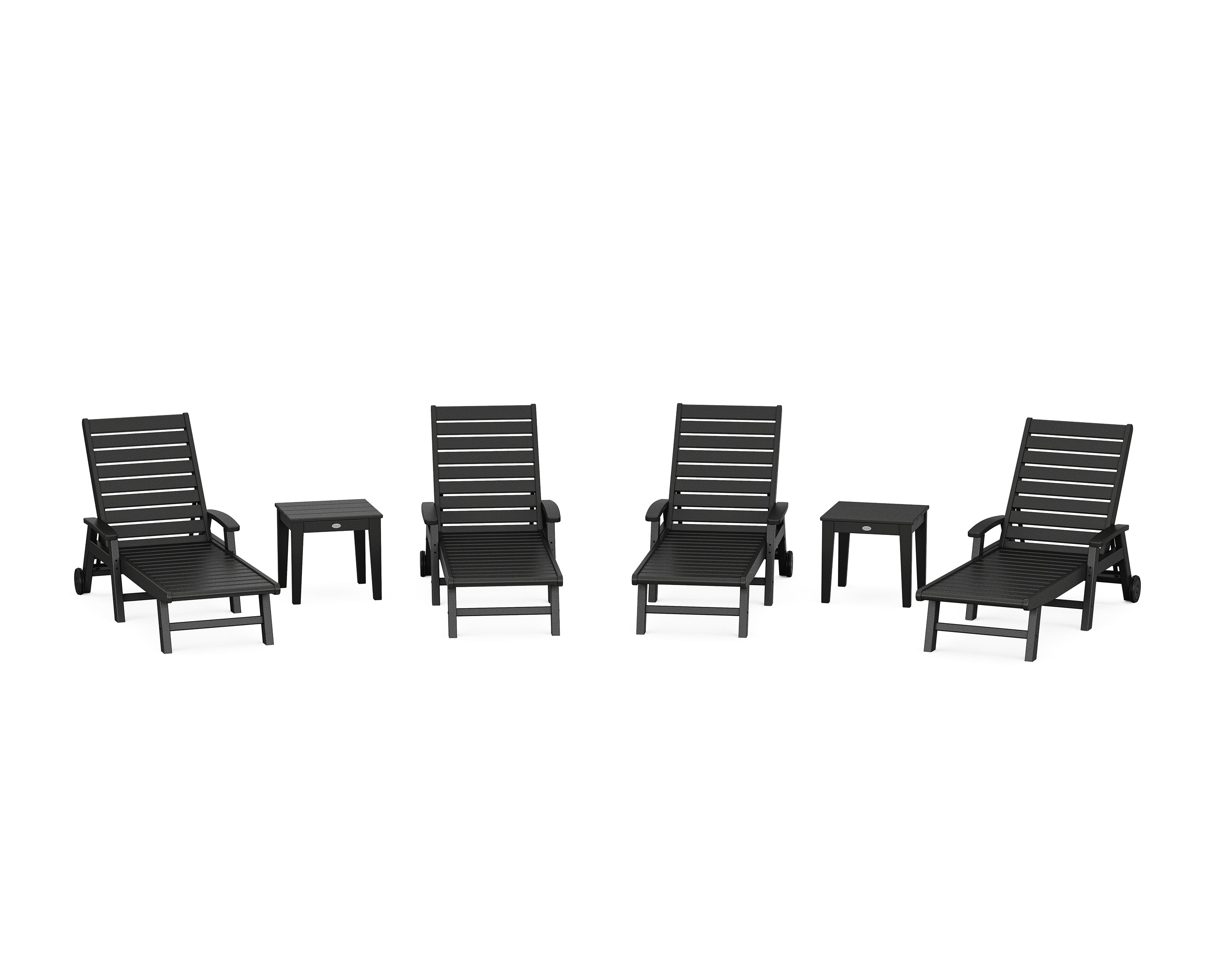 POLYWOOD Signature Chaise 6-Piece Set with Wheels in Black