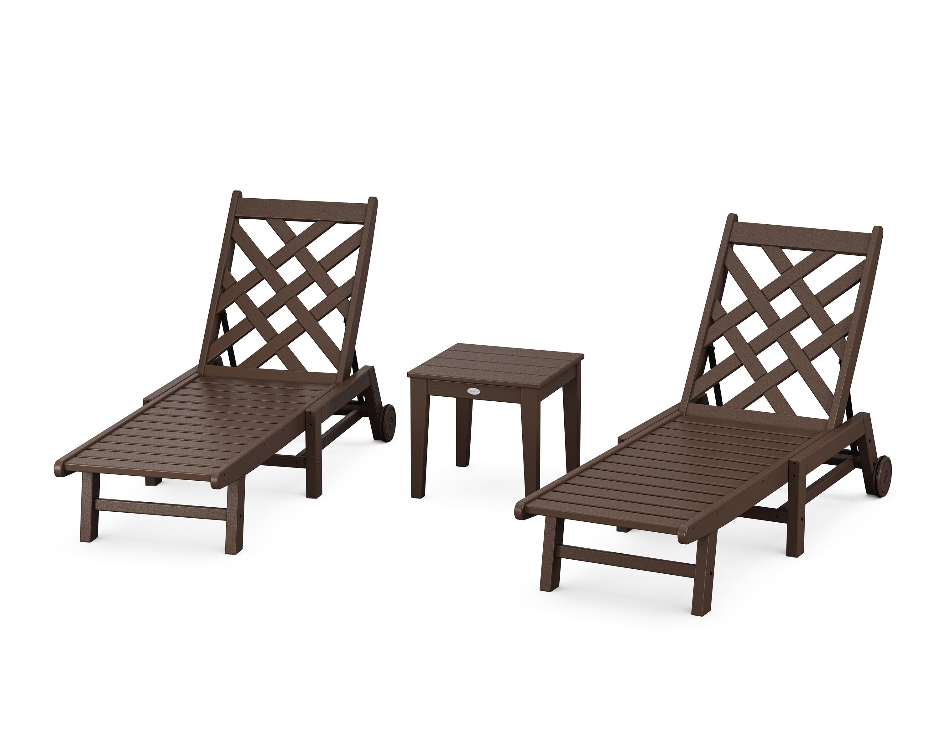 Country Living Wovendale 3-Piece Chaise Set with Wheels in Mahogany