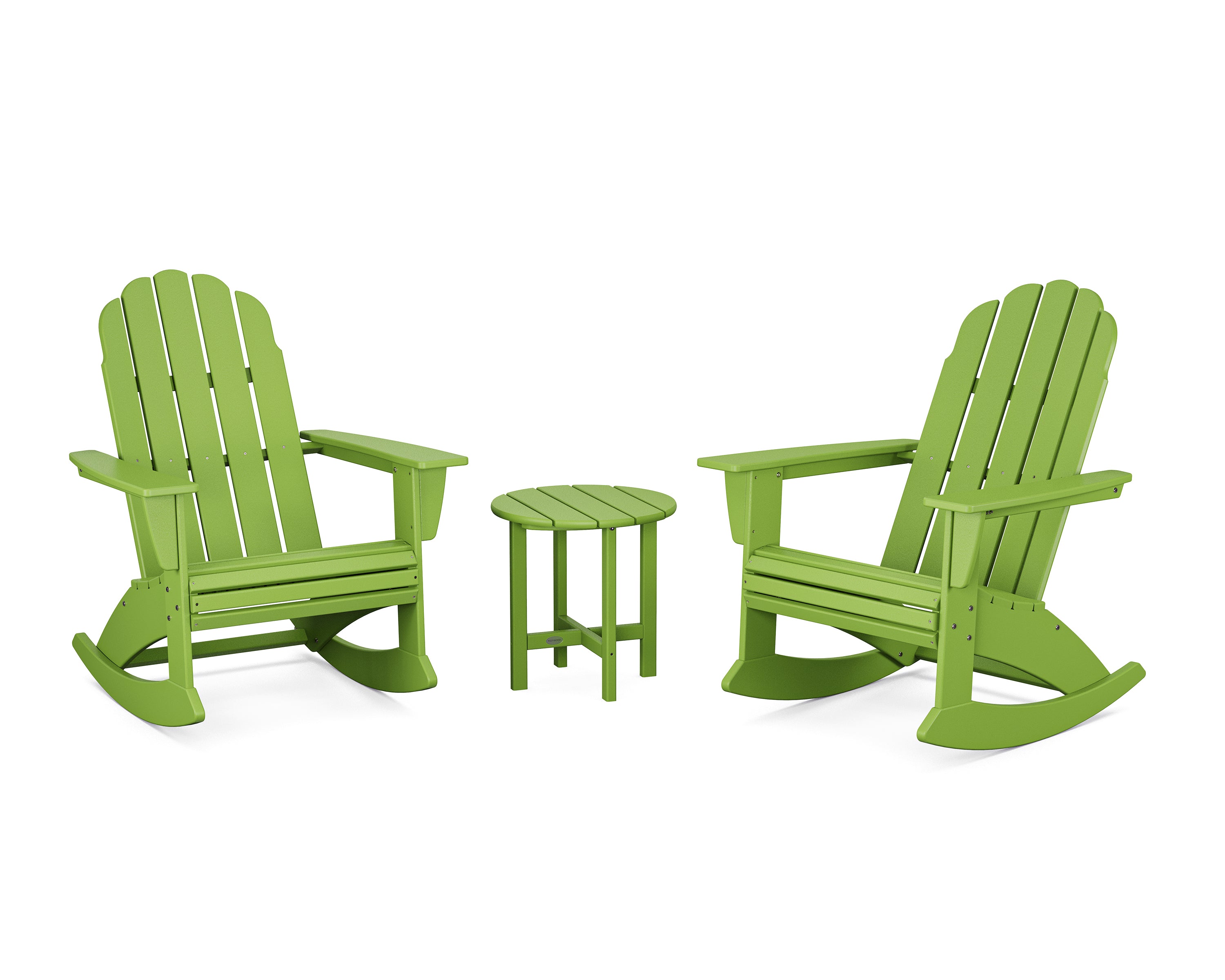 POLYWOOD® Vineyard Curveback 3-Piece Adirondack Rocking Chair Set in Lime