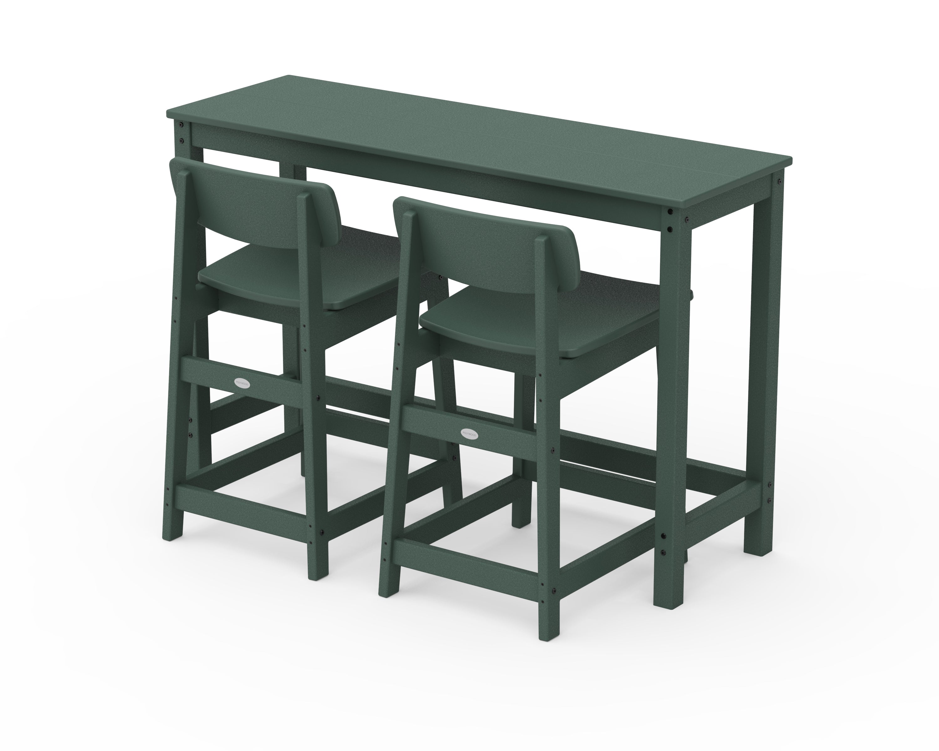 POLYWOOD Modern Studio Urban Lowback Counter Chair 3-Piece Balcony Set in Green