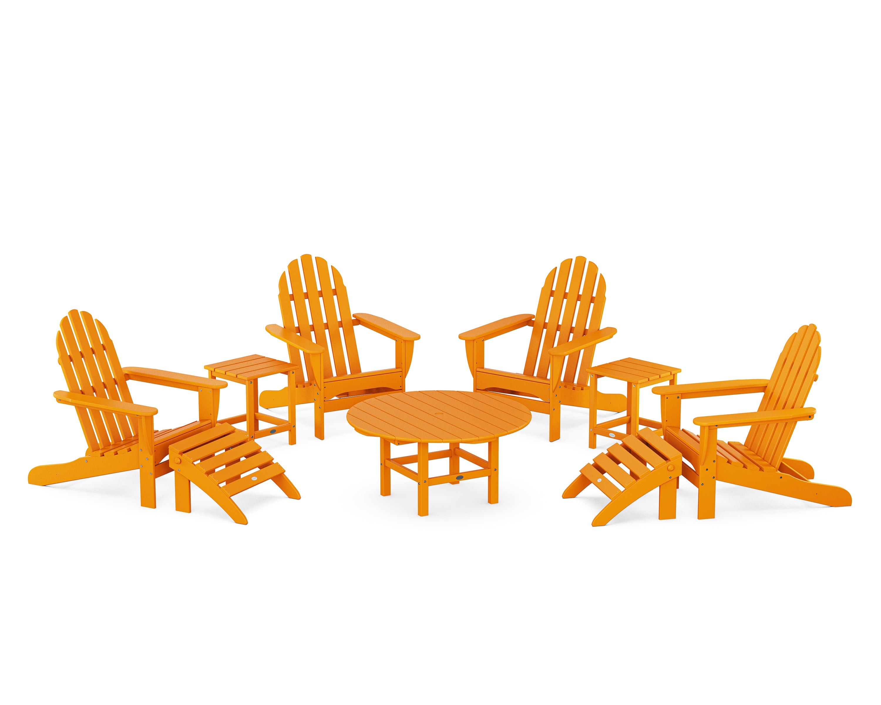 POLYWOOD® Classic Adirondack Chair 9-Piece Conversation Set in Tangerine