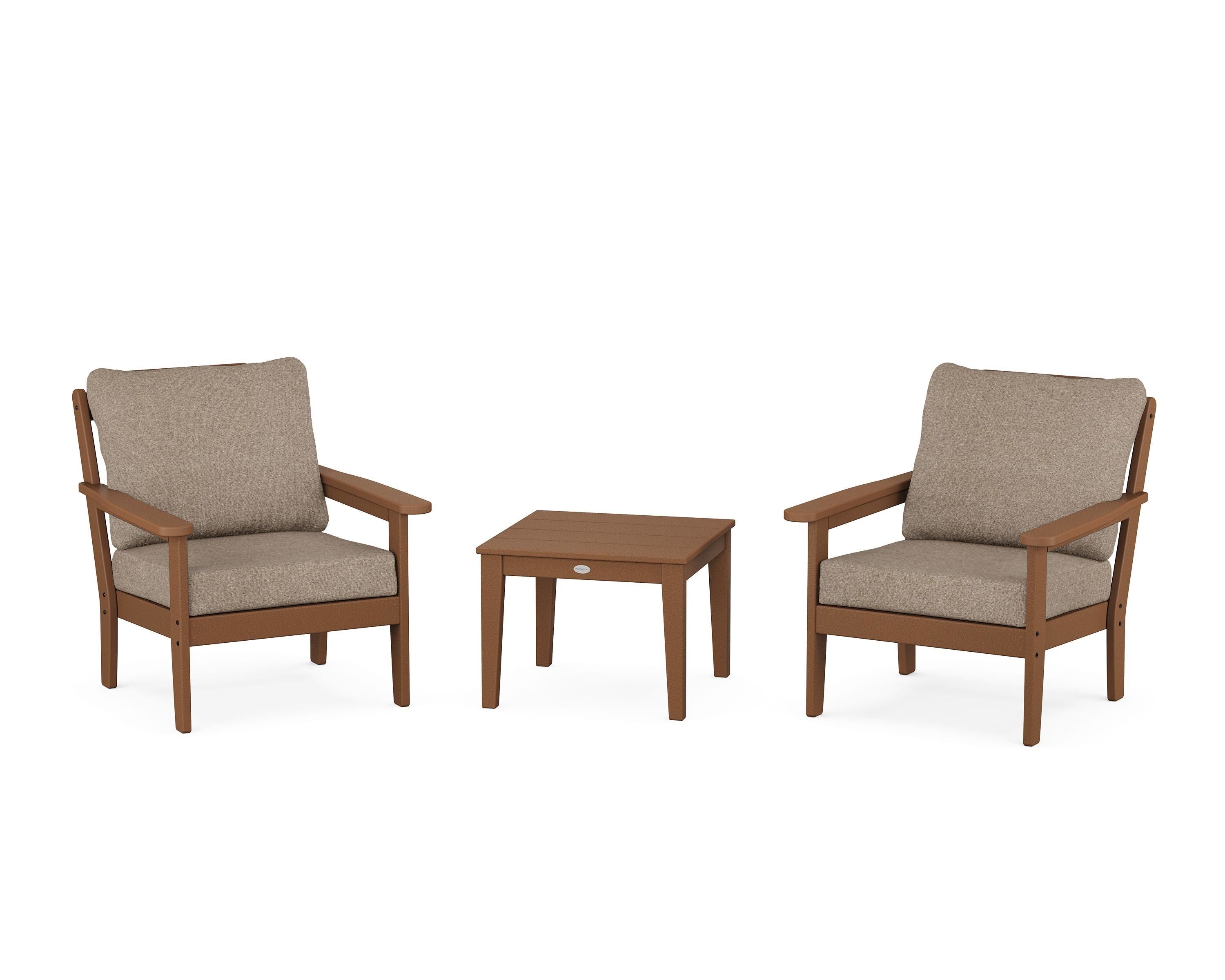 Country Living Cottage 3-Piece Deep Seating Set in Teak / Spiced Burlap