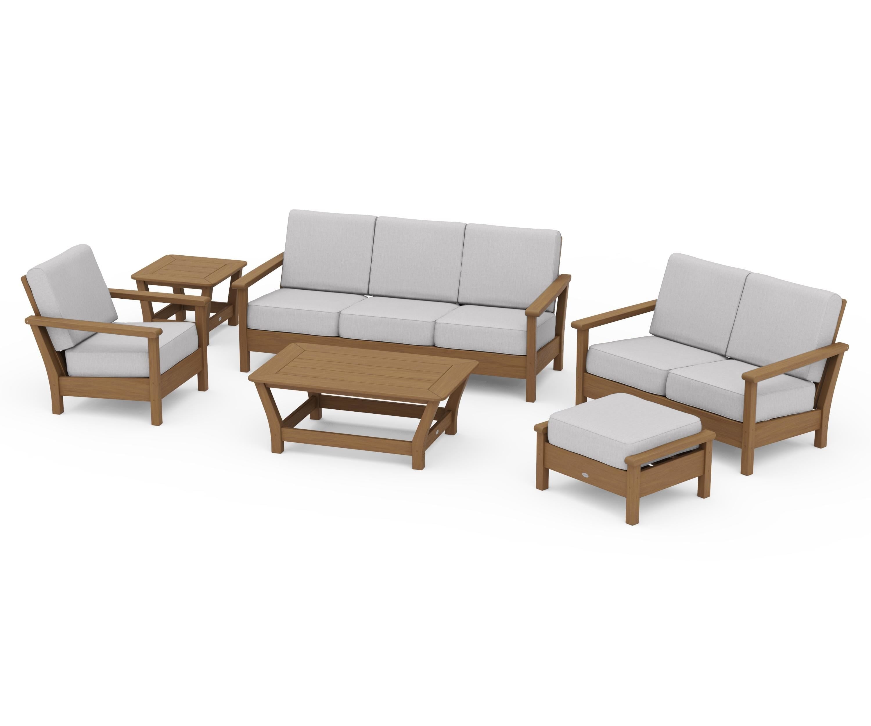 POLYWOOD Harbour 6-Piece Outdoor Living Set in Natural / Granite