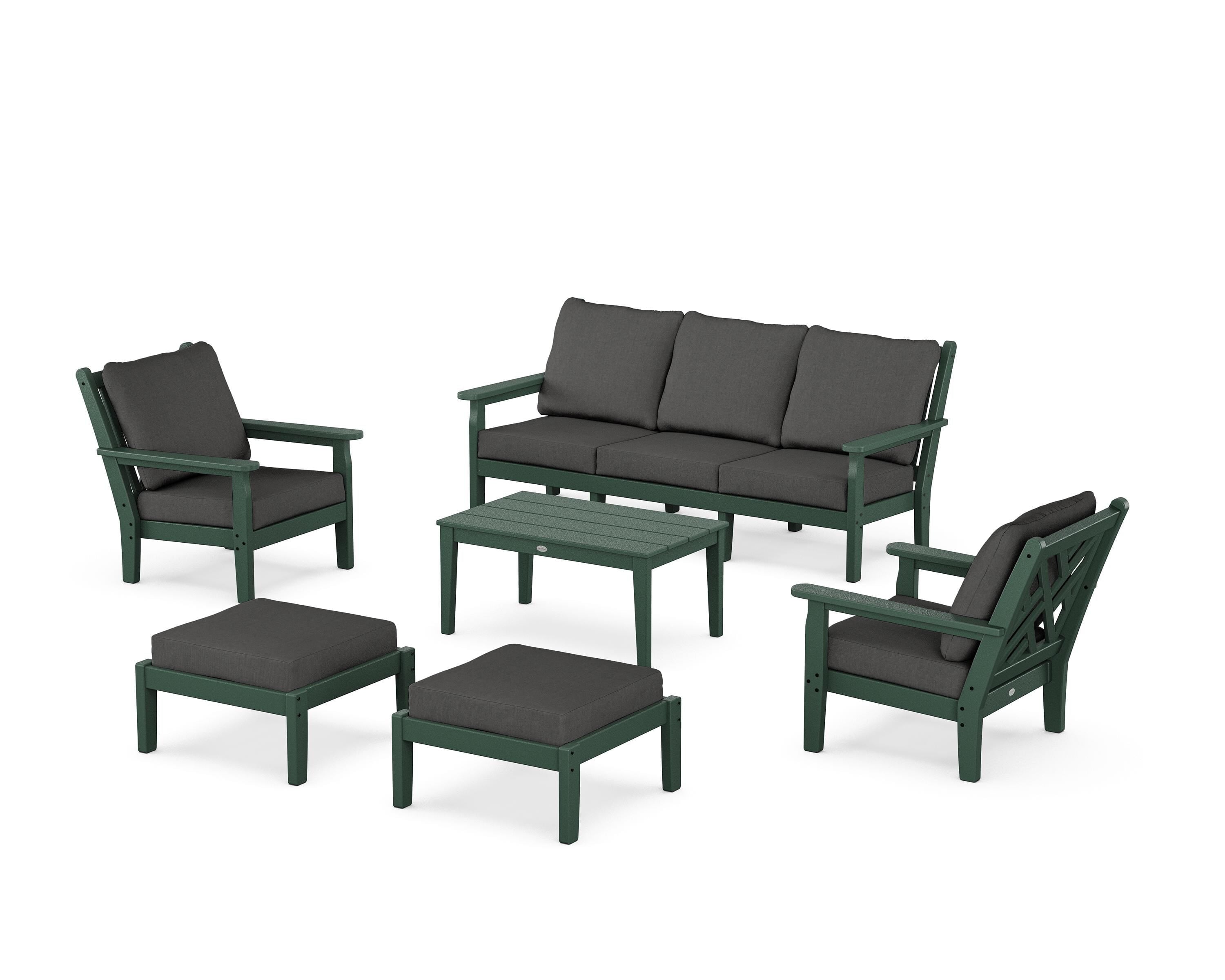 POLYWOOD Chippendale 6-Piece Lounge Sofa Set in Green / Spectrum Carbon