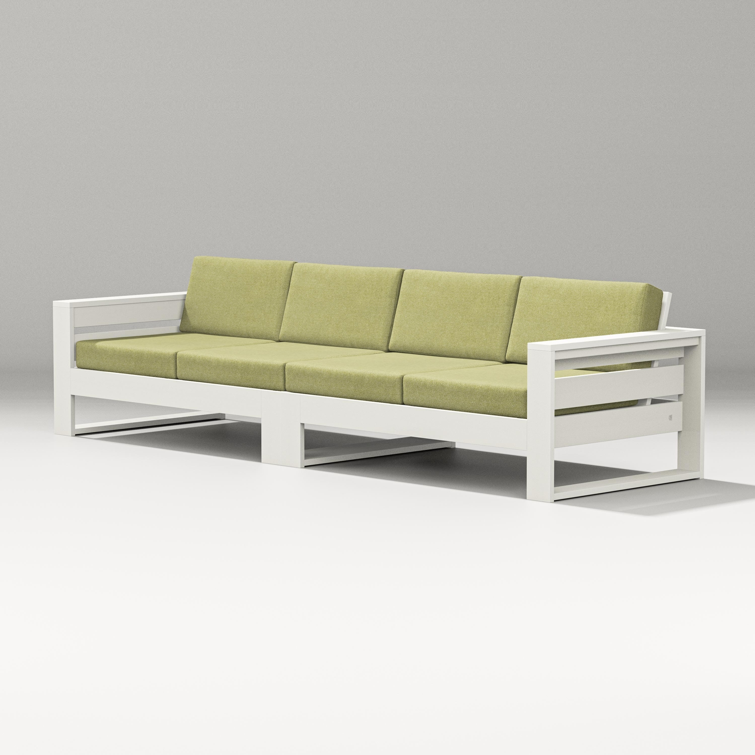 PW Designer Series Latitude Straight Sectional in Vintage White / Chartreuse Boucle