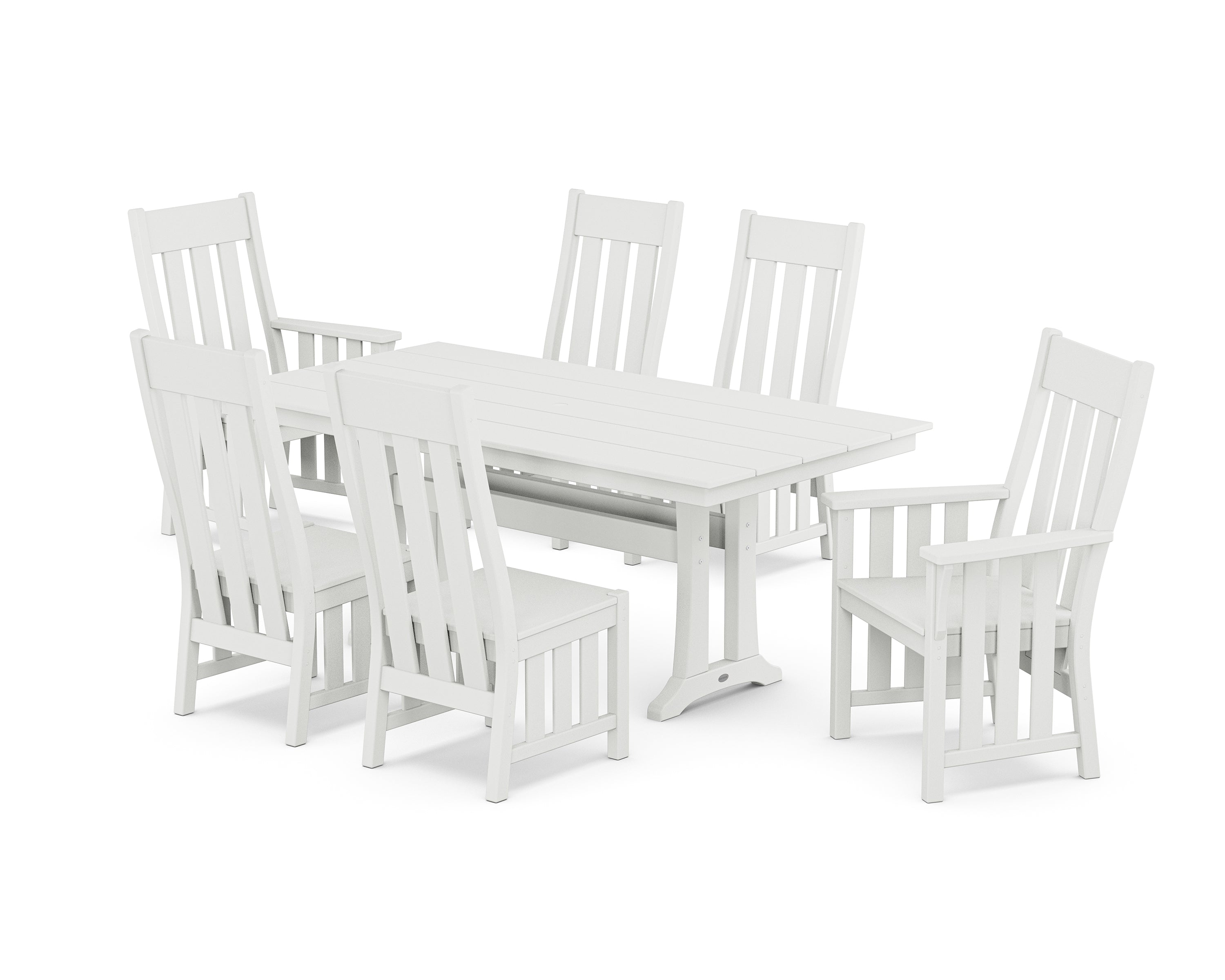 Martha Stewart by POLYWOOD® Acadia 7-Piece Farmhouse Dining Set with Trestle Legs in White