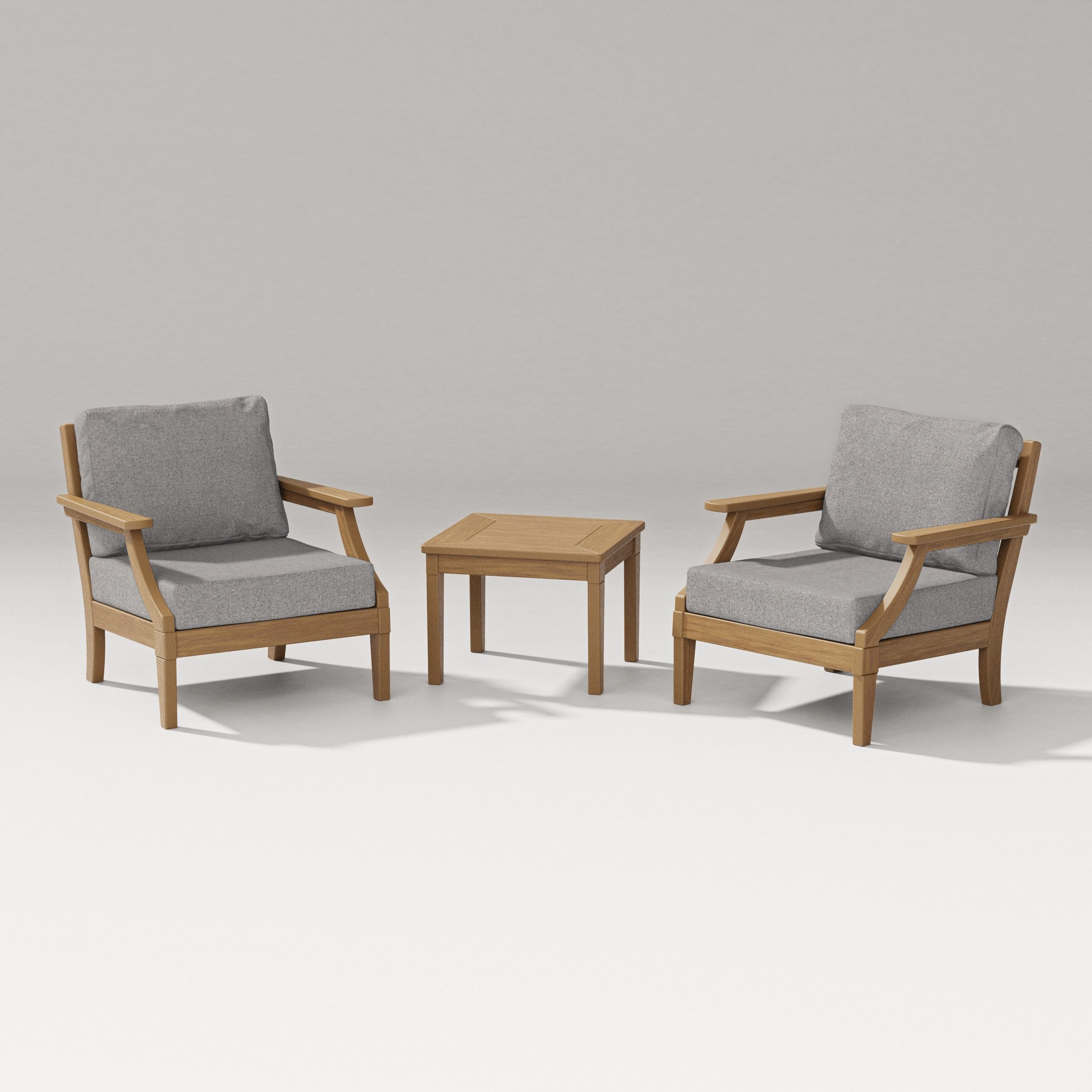 PW Designer Series Estate 3-Piece Lounge Chair Set in Natural / Grey Mist