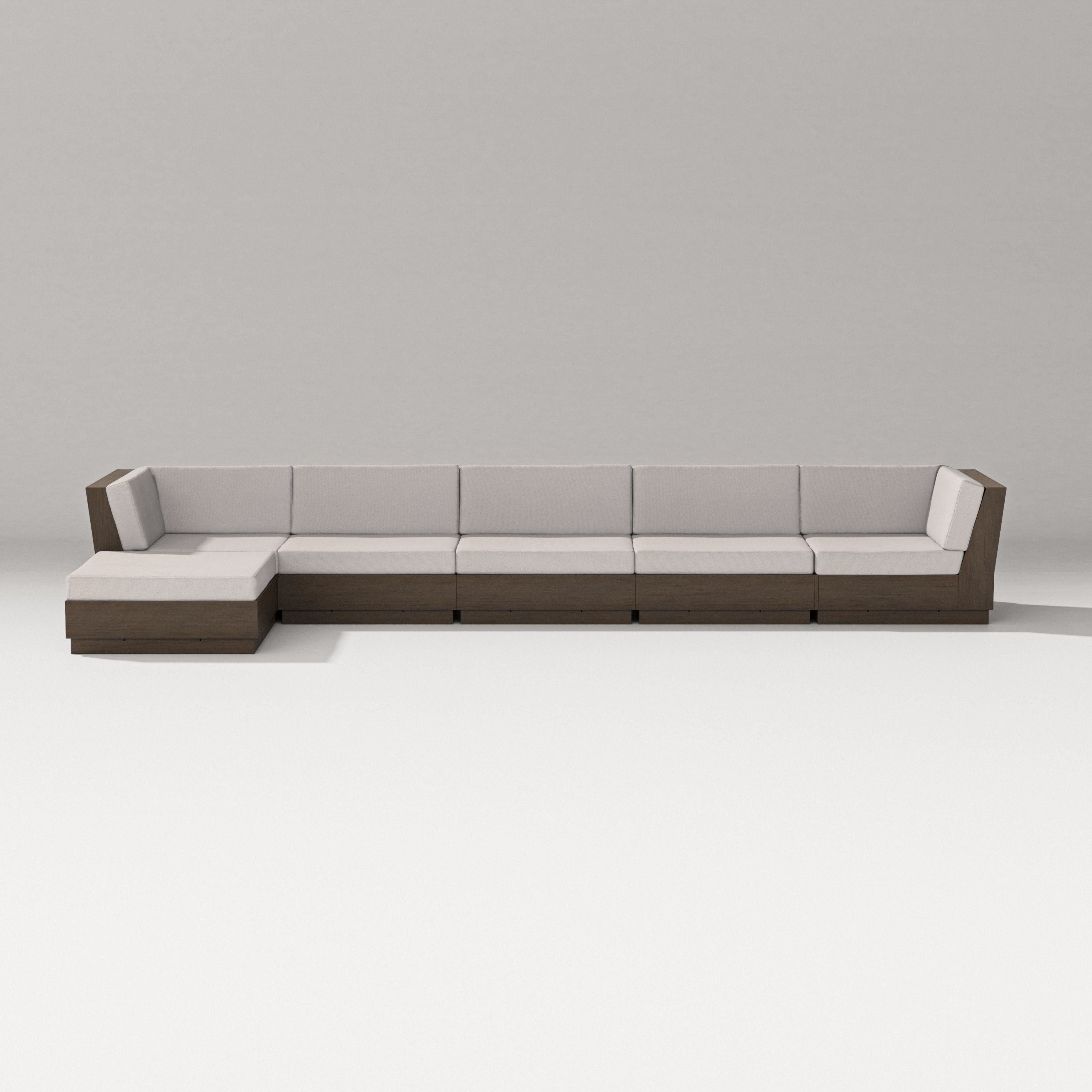 PW Designer Series Elevate 6-Piece Chaise Sectional in Kona / Dune Burlap