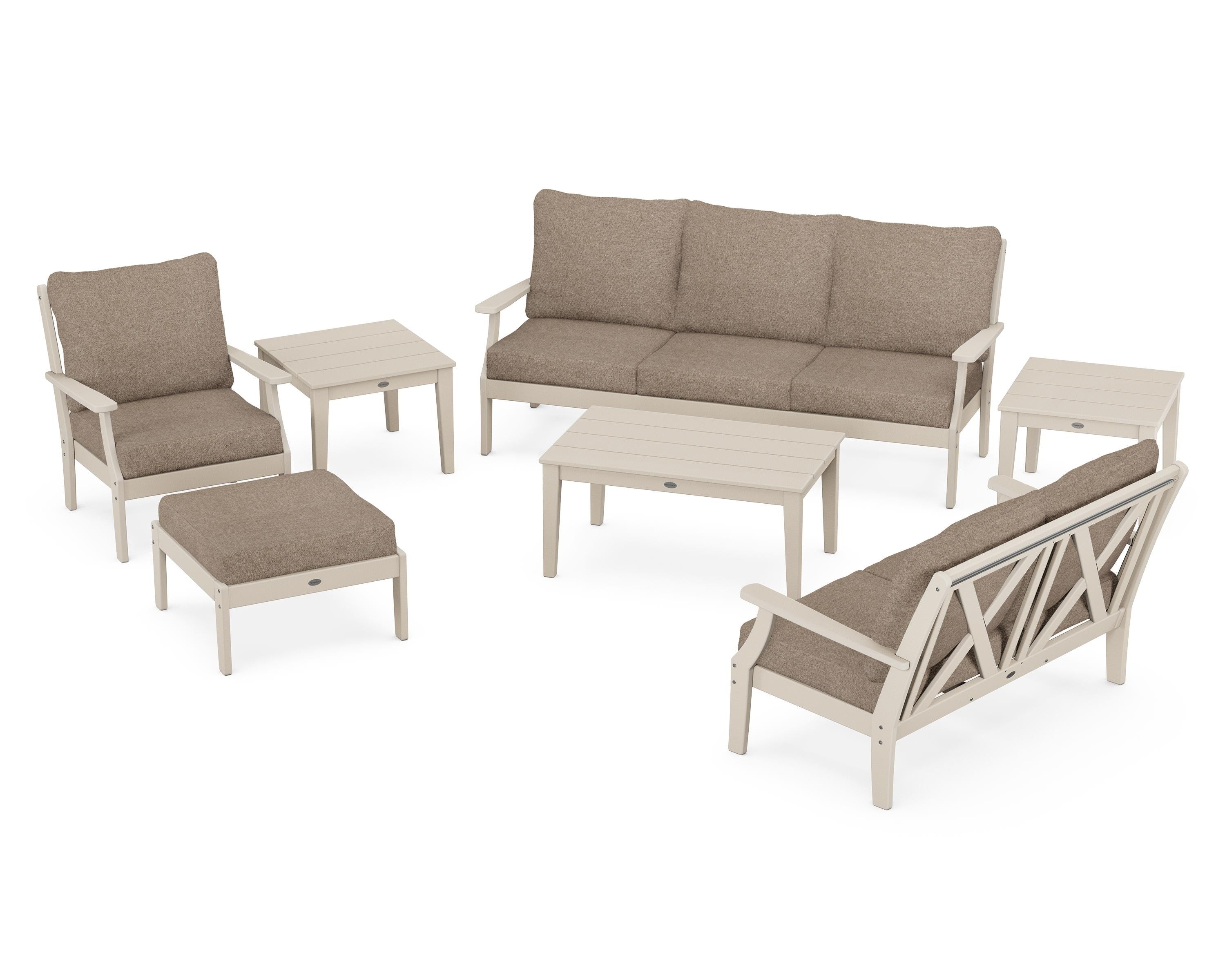POLYWOOD Braxton 7-Piece Deep Seating Set in Sand / Spiced Burlap