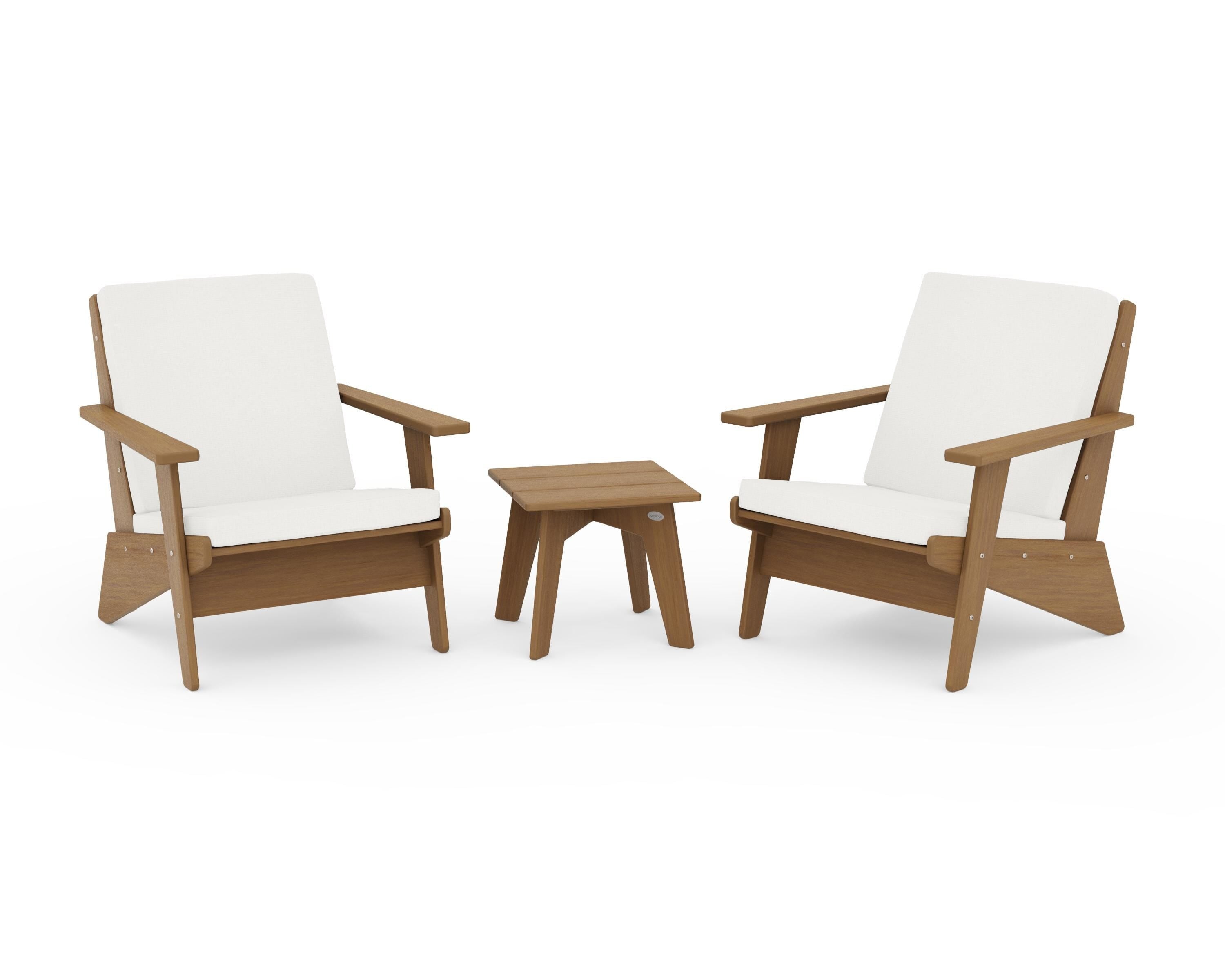 POLYWOOD Riviera Modern Lounge 3-Piece Set in Natural / Natural Linen