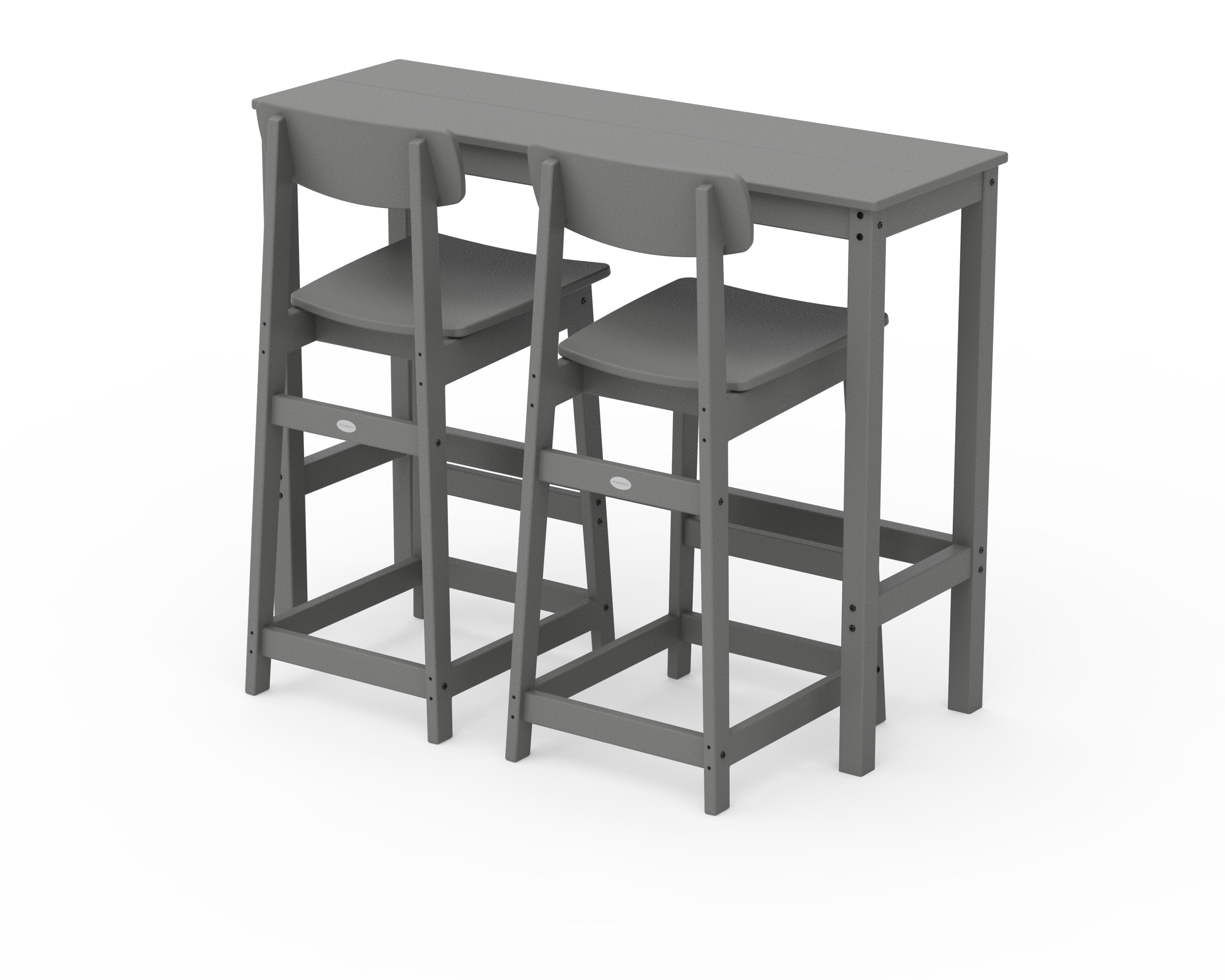 POLYWOOD Modern Studio Urban Bar Chair 3-Piece Balcony Set in Slate Grey