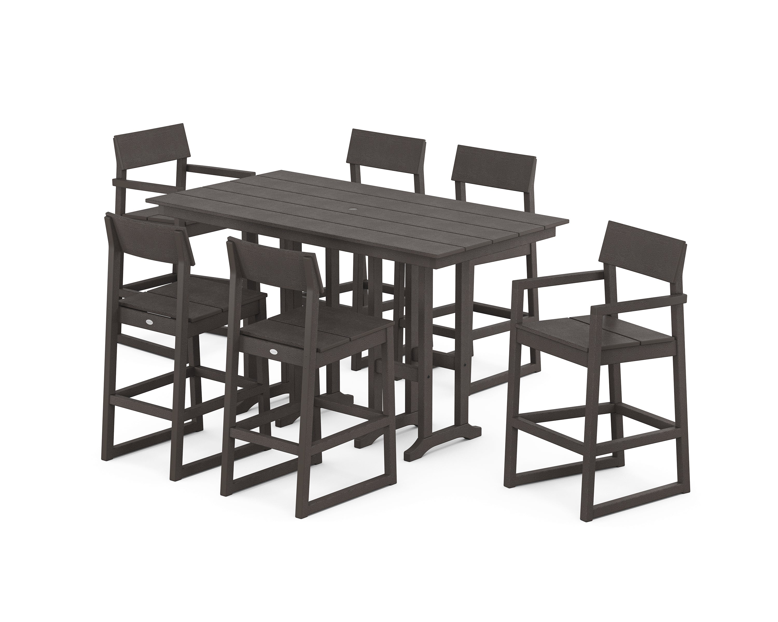 POLYWOOD® EDGE 7-Piece Farmhouse Bar Set in Vintage Coffee