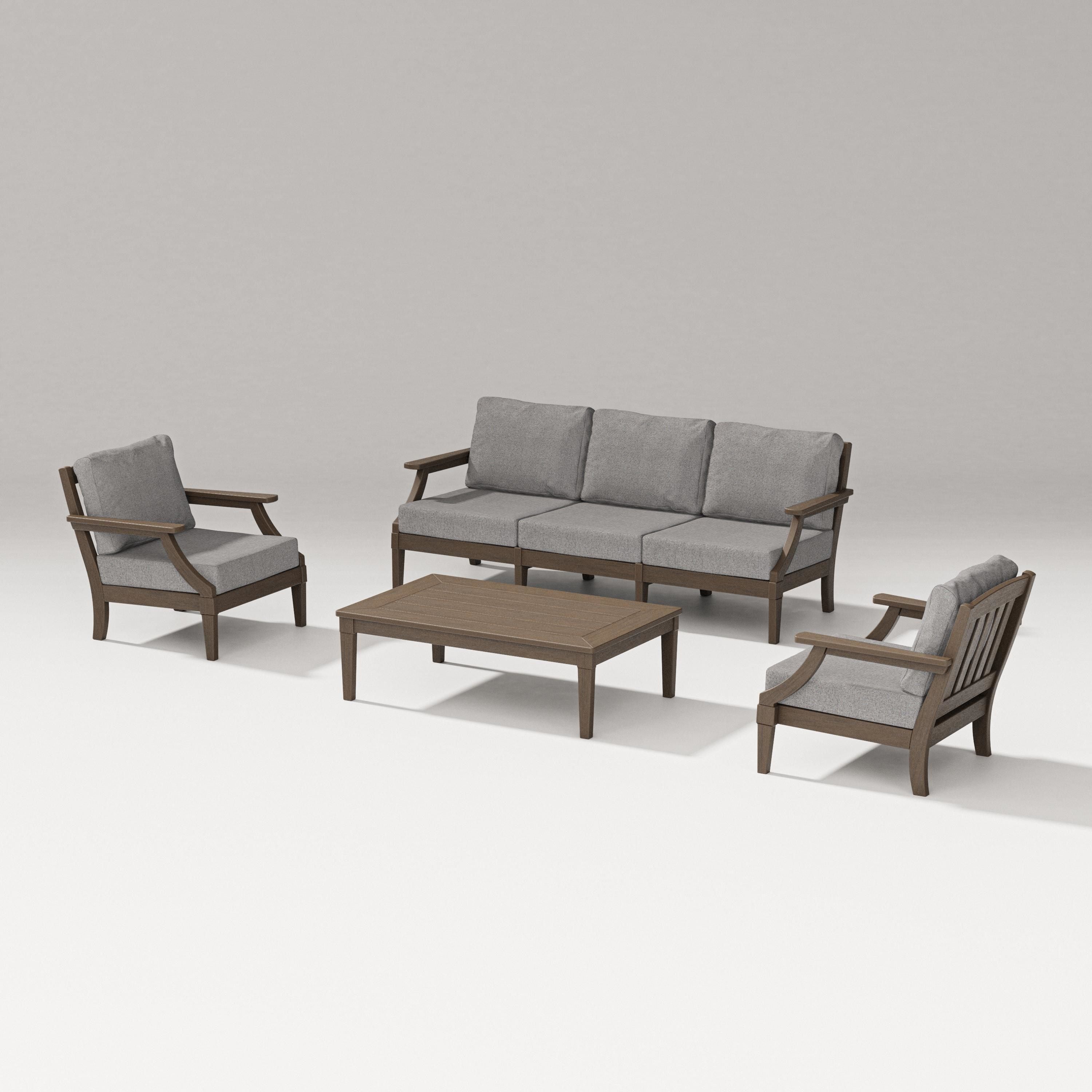 PW Designer Series Estate 4-Piece Lounge Sofa Set in Kona / Grey Mist