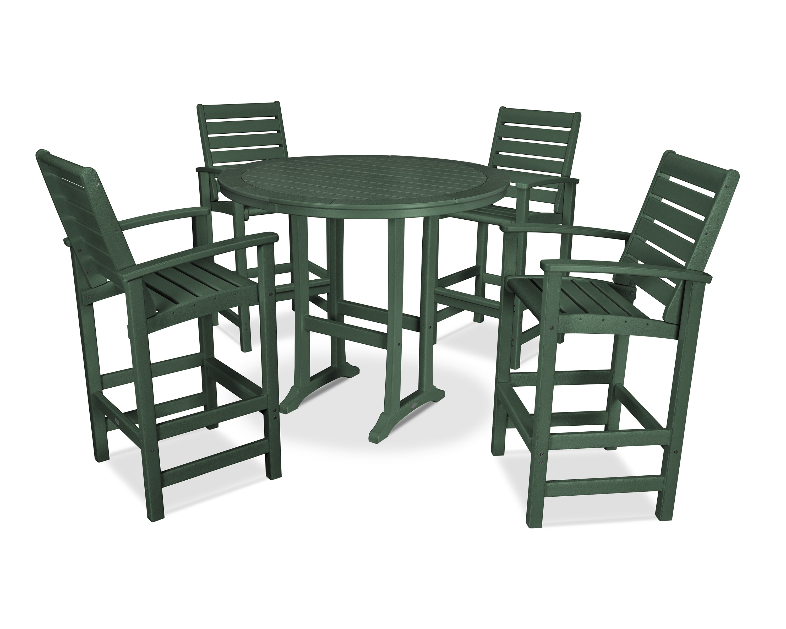 POLYWOOD® 5 Piece Signature Bar Dining Set in Green