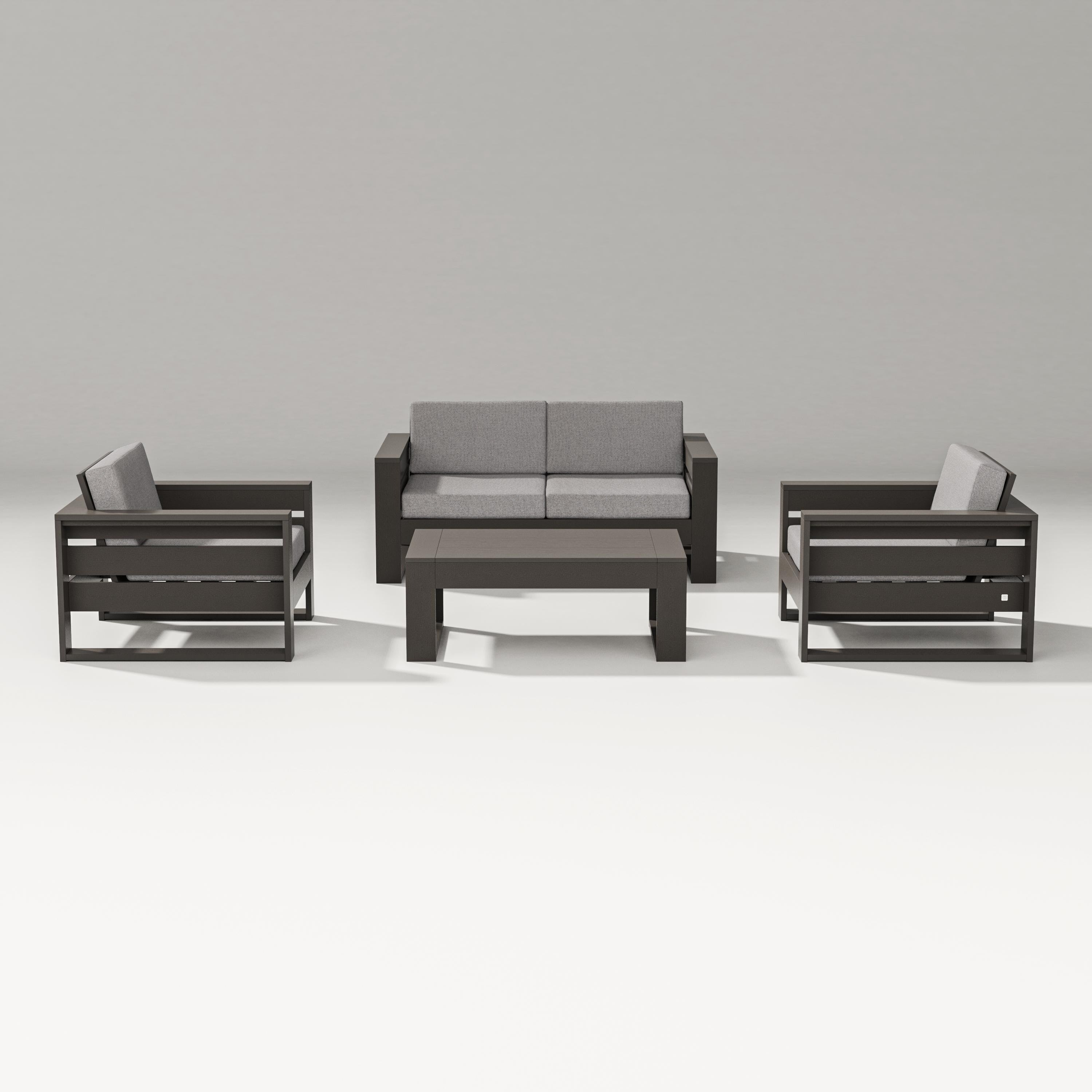 PW Designer Series Latitude 4-Piece Lounge Loveseat Set in Vintage Coffee / Grey Mist