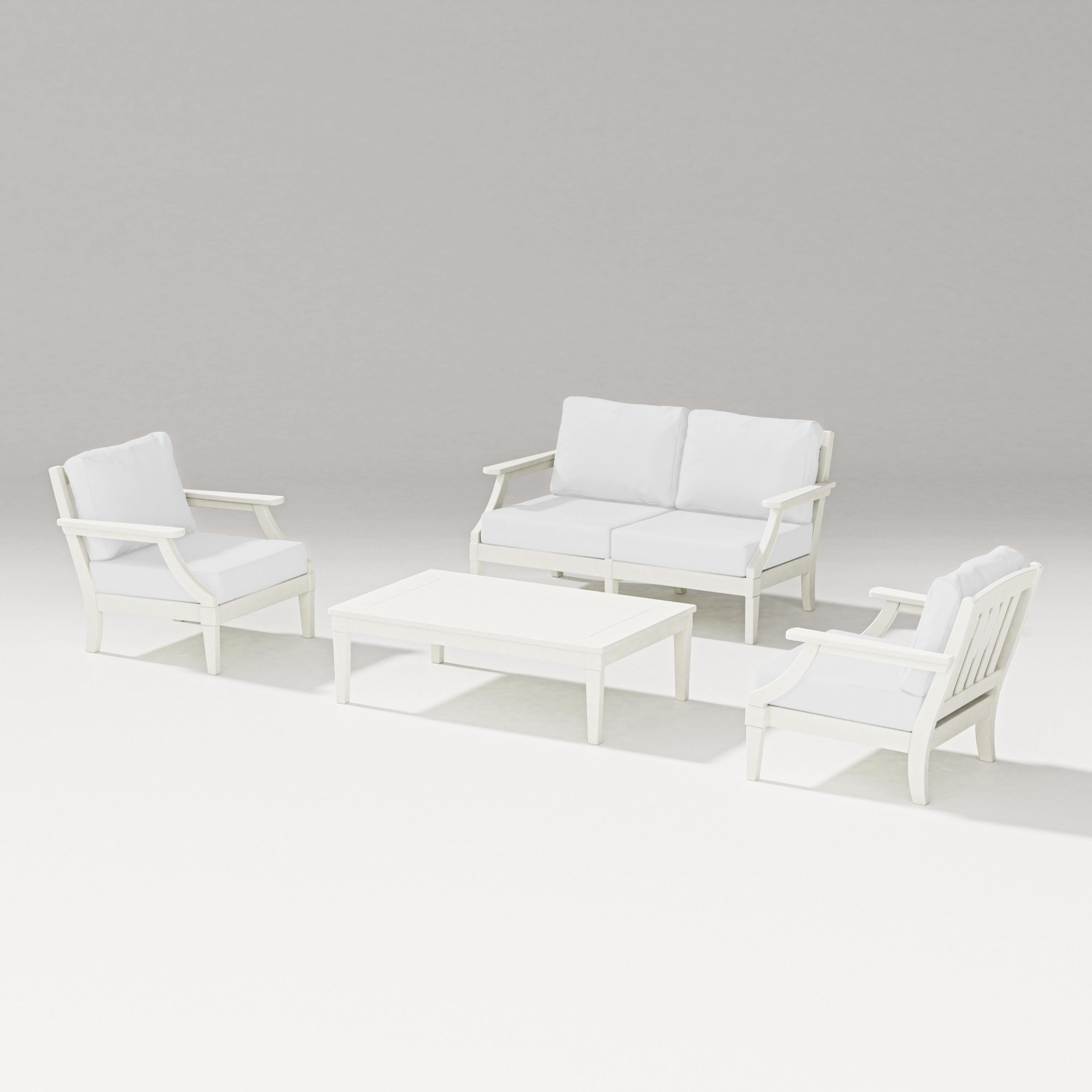 PW Designer Series Estate Lounge 4-Piece Loveseat Set in Vintage White / Natural