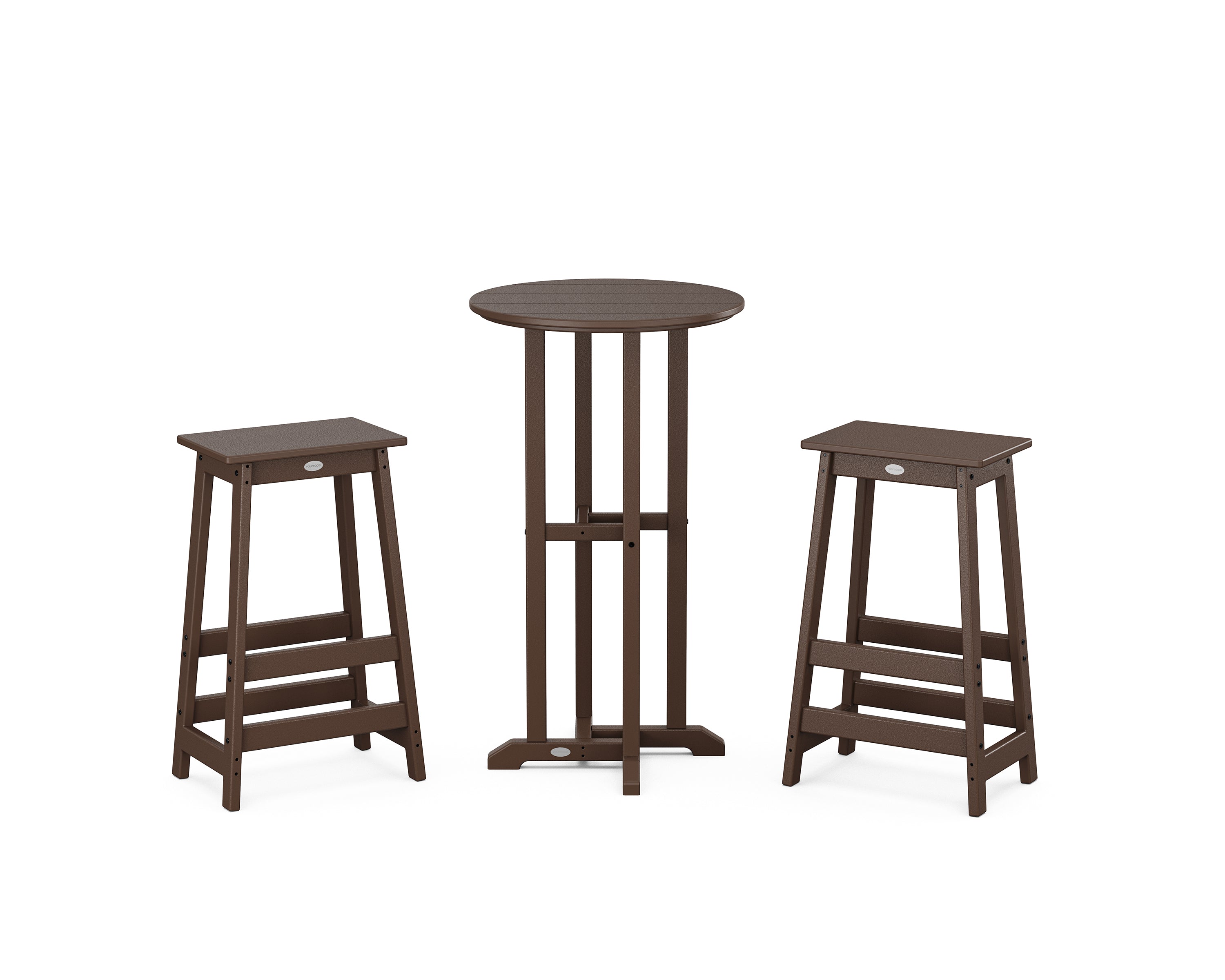POLYWOOD Modern Studio Bar Stool 3-Piece Bistro Set in Mahogany