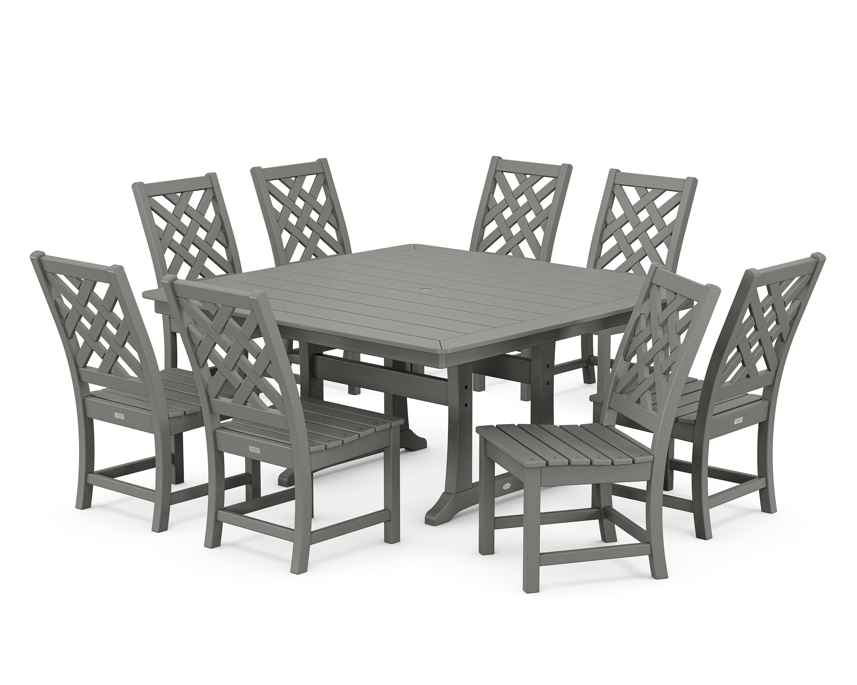 Country Living Wovendale Side Chair 9-Piece Square Dining Set with Trestle Legs in Slate Grey