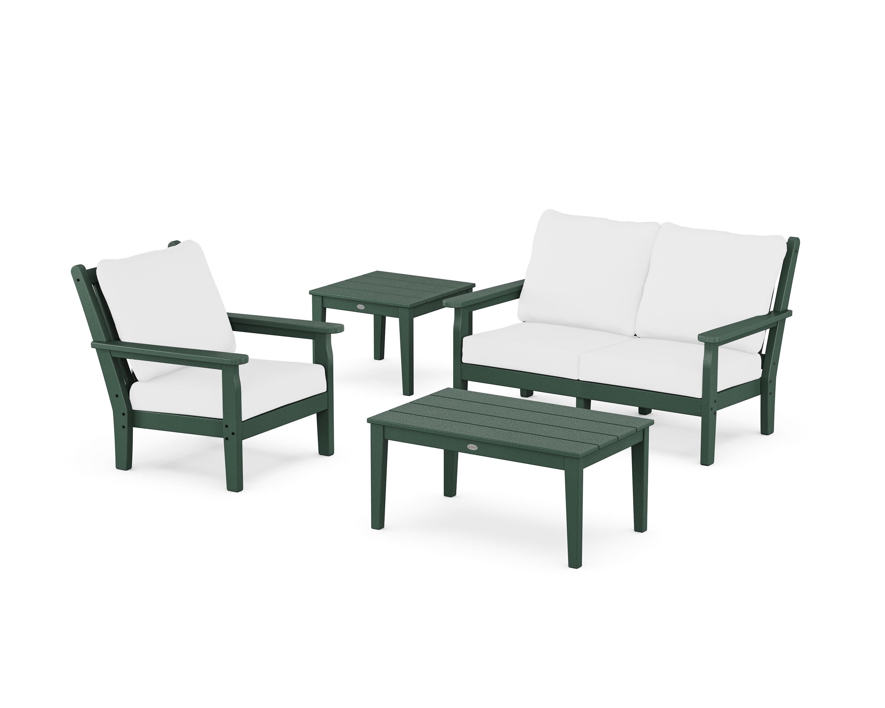 POLYWOOD Chippendale 4-Piece Deep Seating Set in Green / Natural